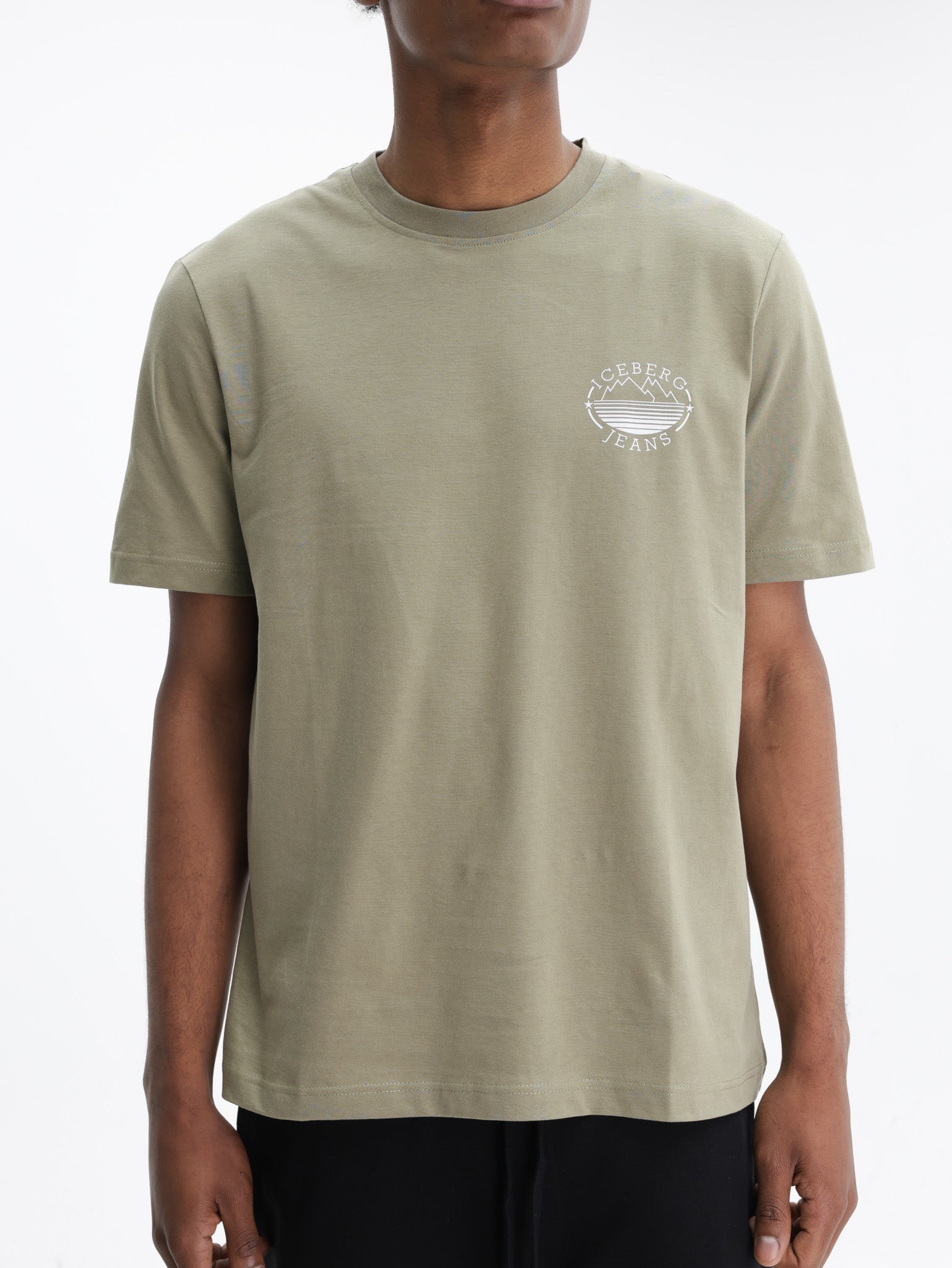Iceberg Jeans T-Shirt Mountain Logo Print Sage