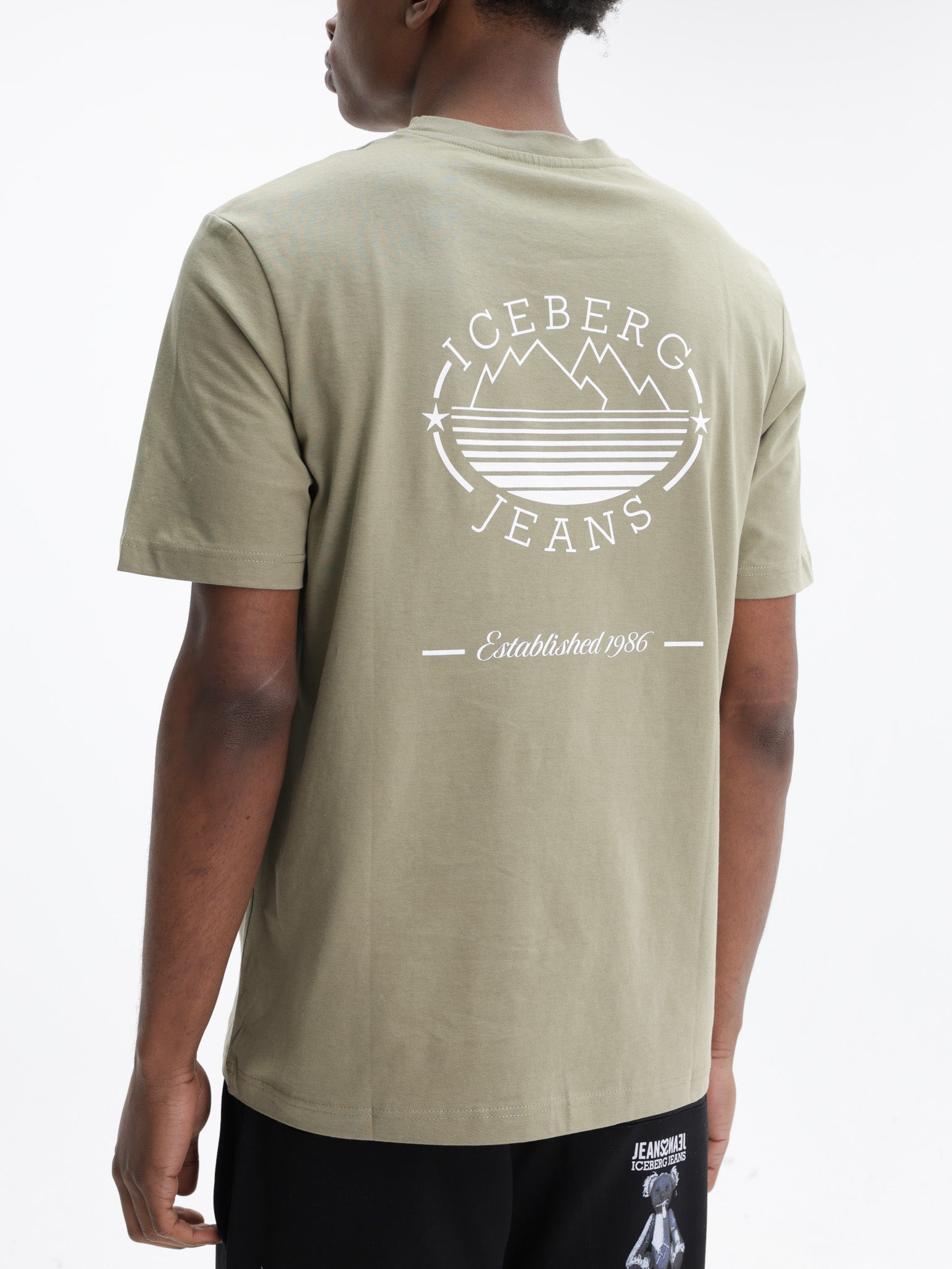 Iceberg Jeans T-Shirt Mountain Logo Print Sage