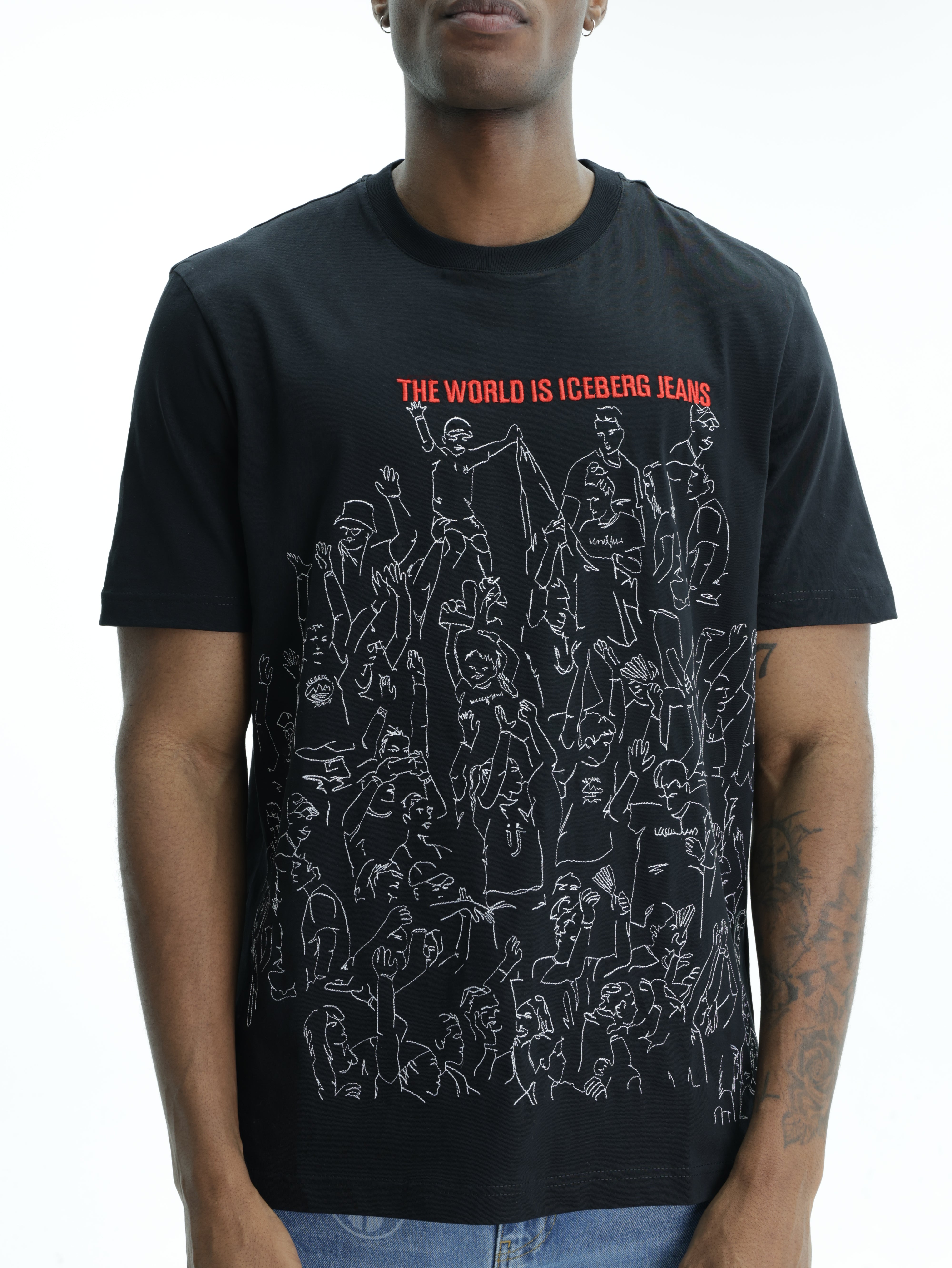 Iceberg Jeans T-Shirt People Ao Print Black
