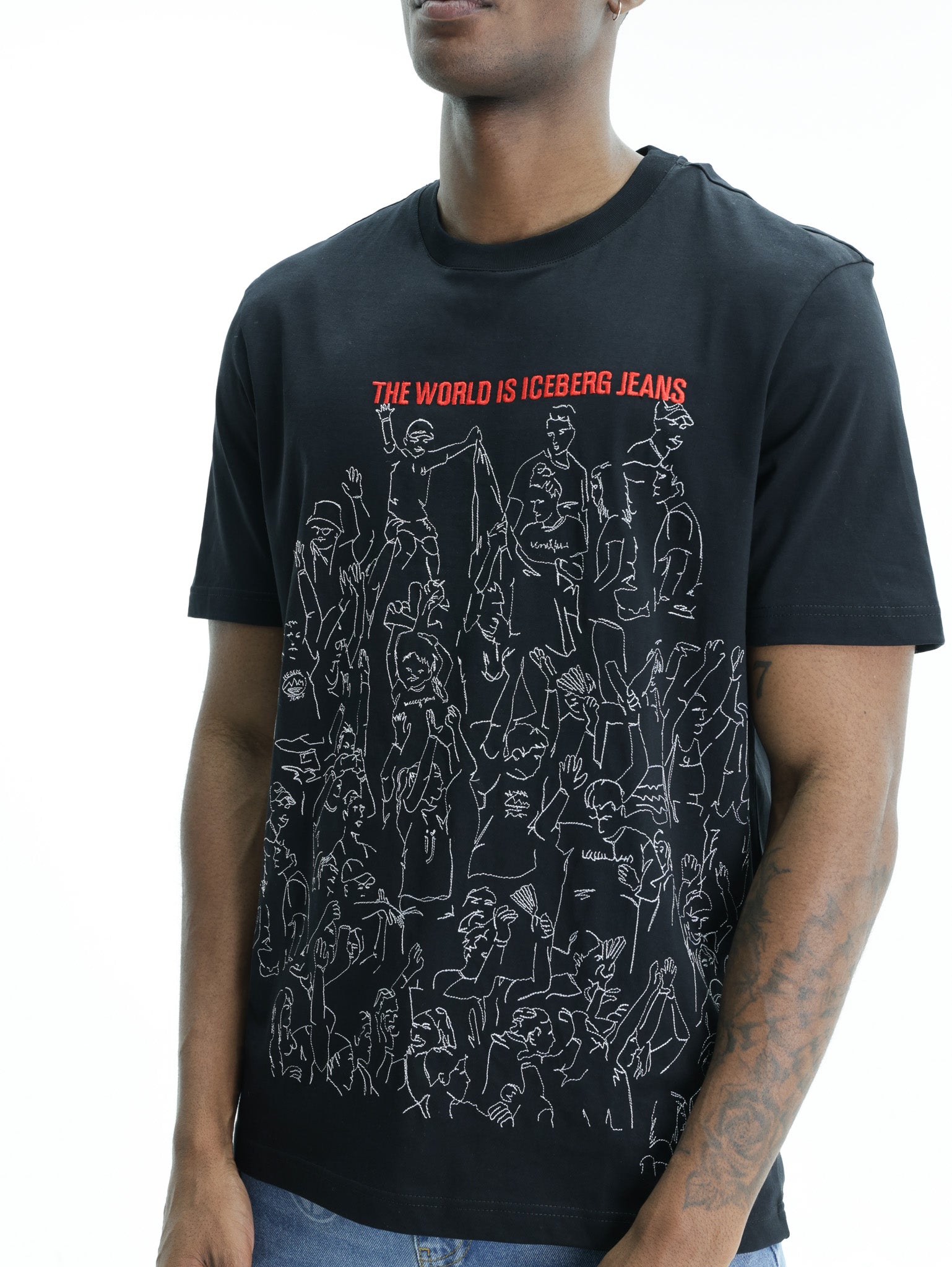 Iceberg Jeans T-Shirt People Ao Print Black