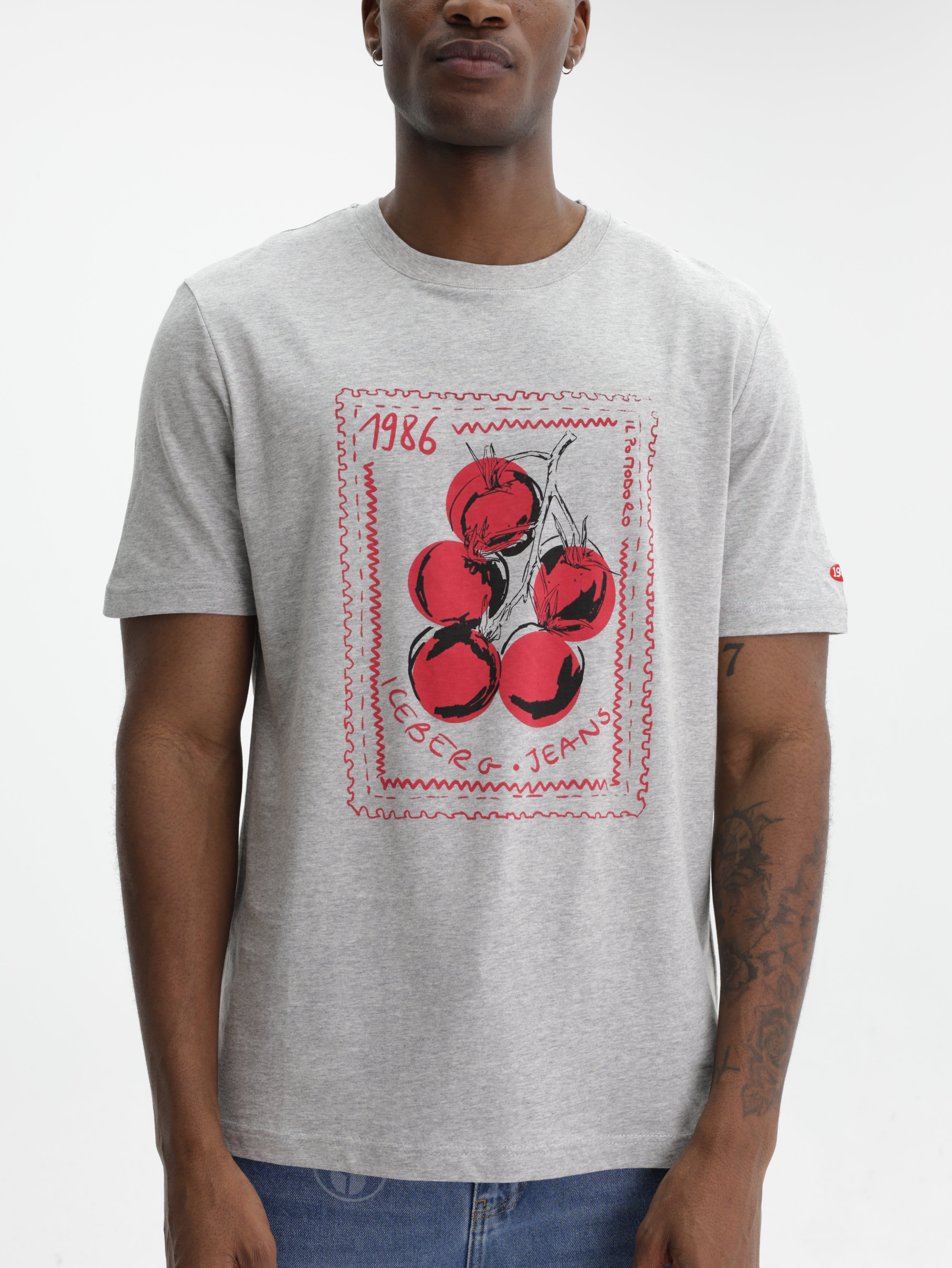 Iceberg Jeans T-Shirt Tomato 1986 Print Grey