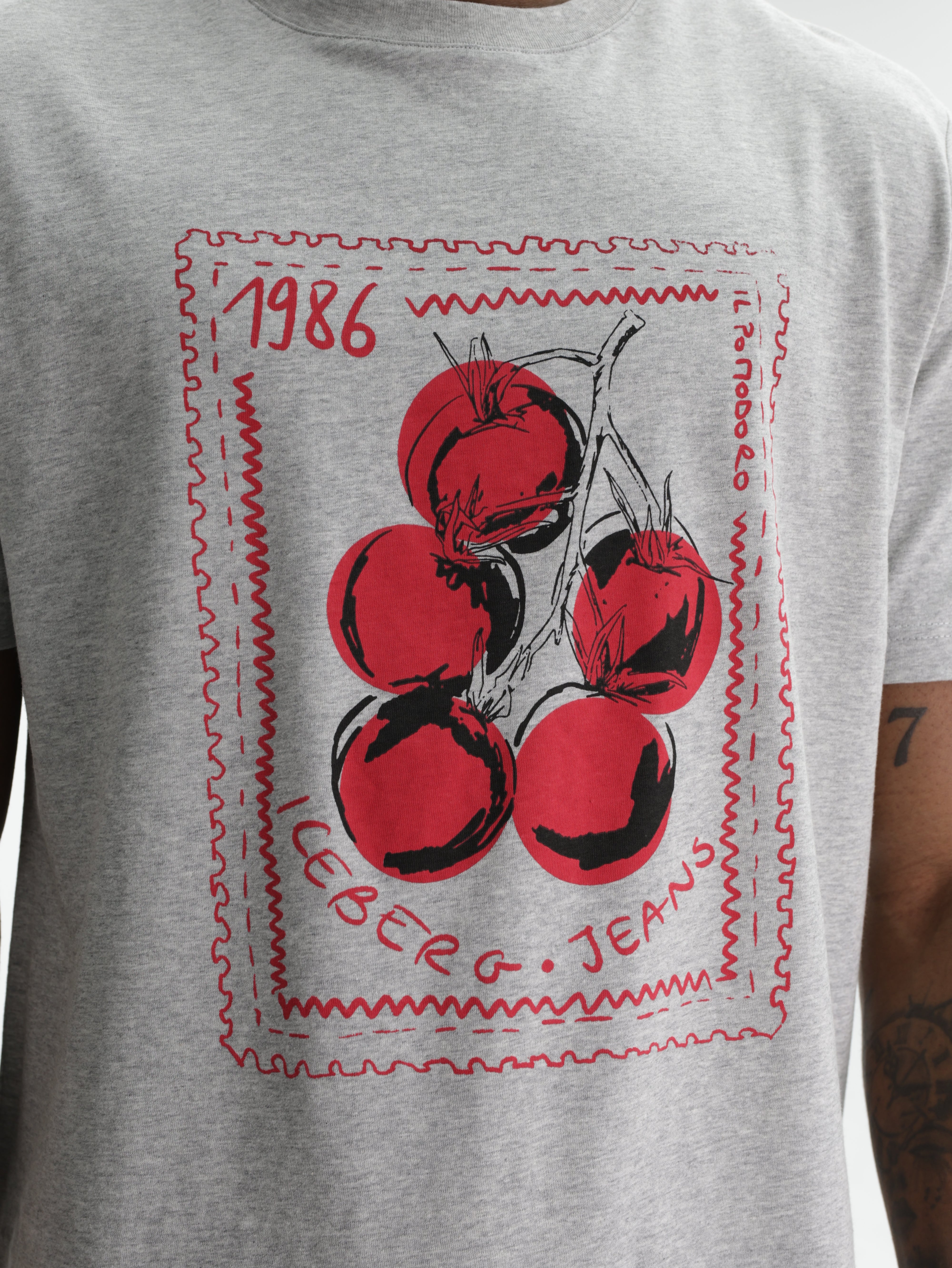 Iceberg Jeans T-Shirt Tomato 1986 Print Grey