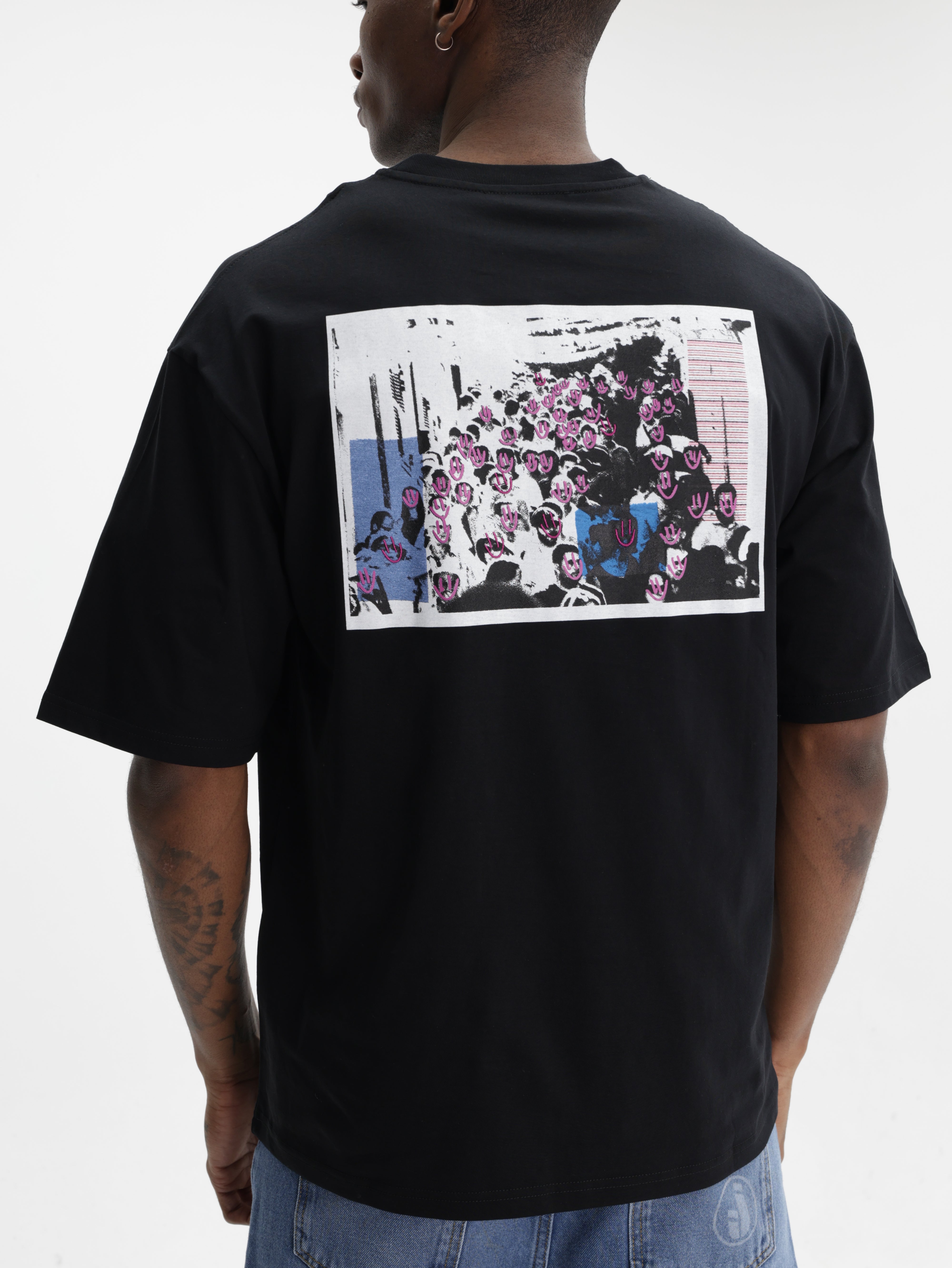 Iceberg Jeans T-Shirt Smiley Logo Black