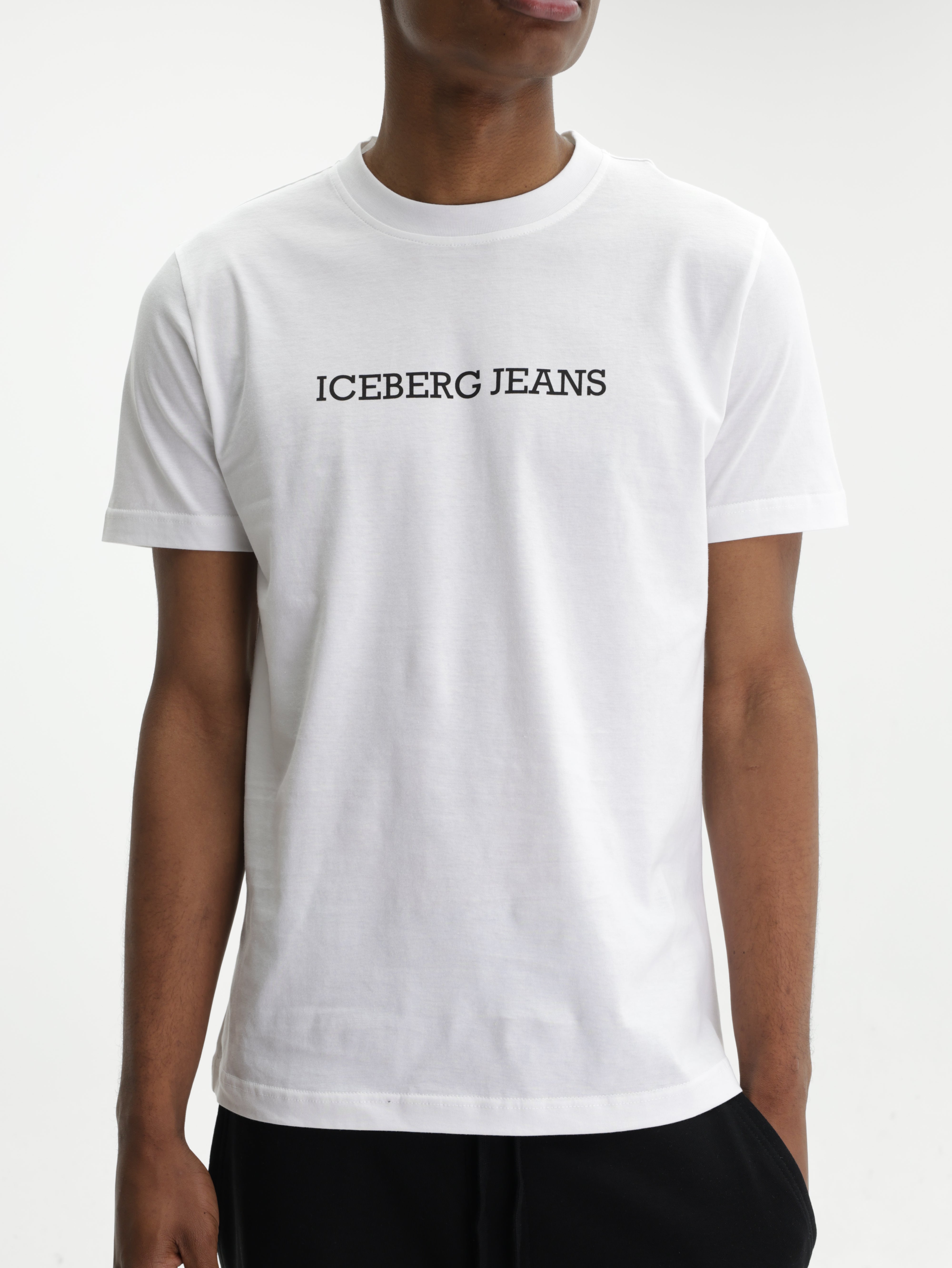 Iceberg Jeans T-Shirt Black Ibj Print White
