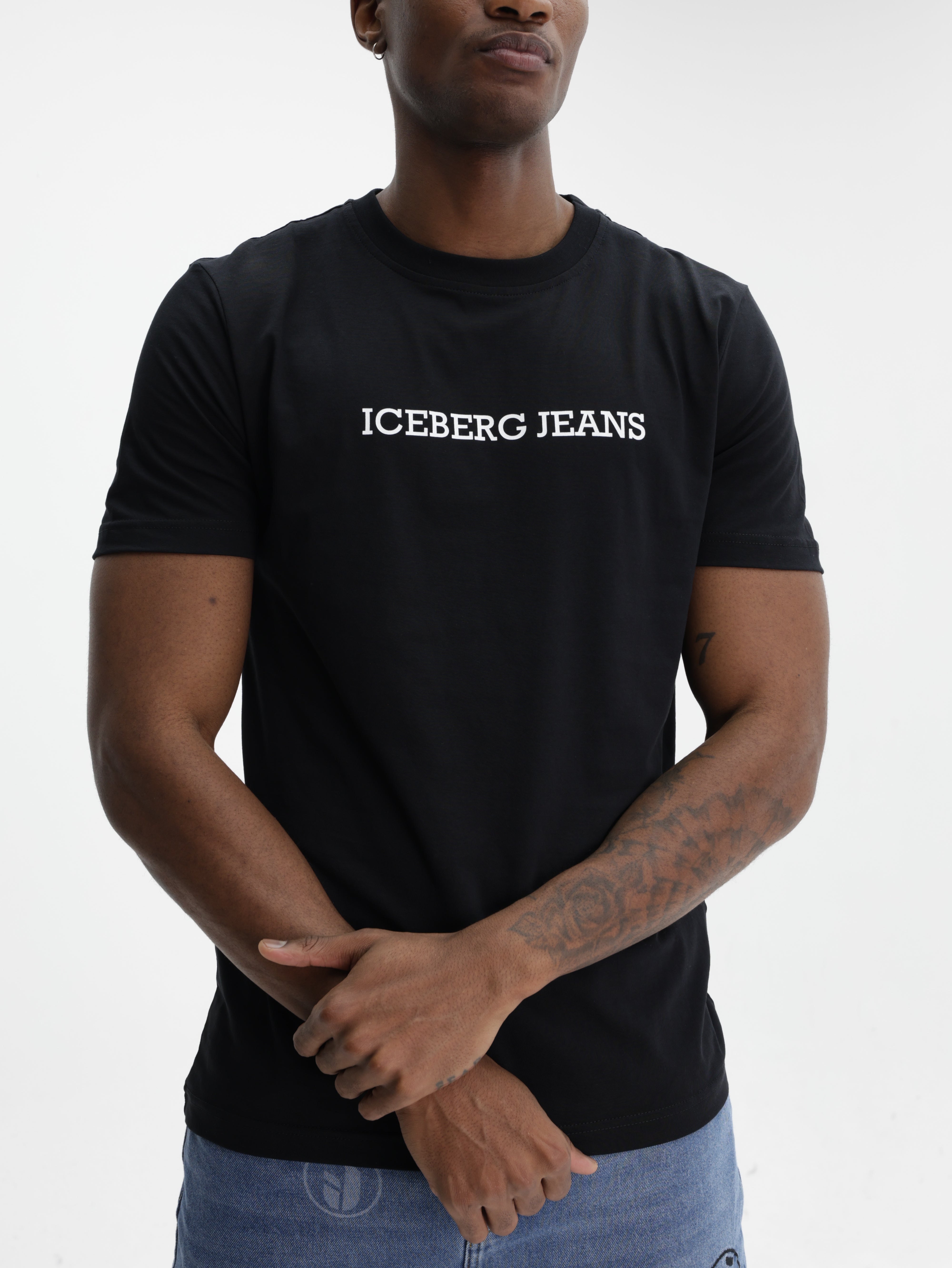 Iceberg Jeans T-Shirt Black Ibj Print Black