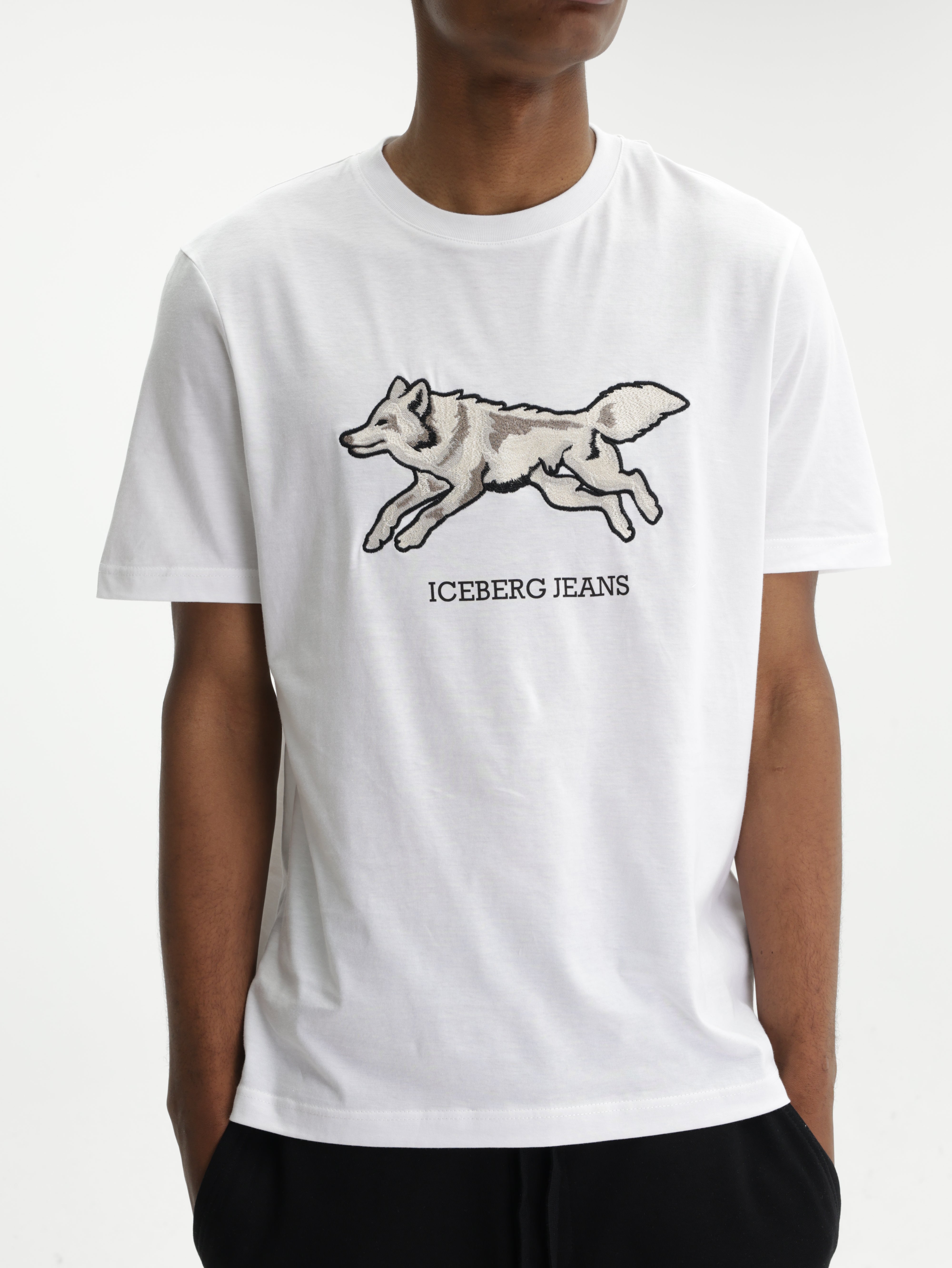 Iceberg Jeans T-Shirt Wolf Print Ibj White