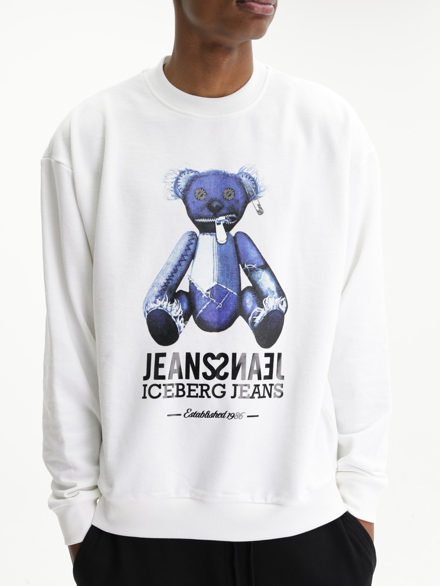 Iceberg Jeans Sweater Teddy Print White