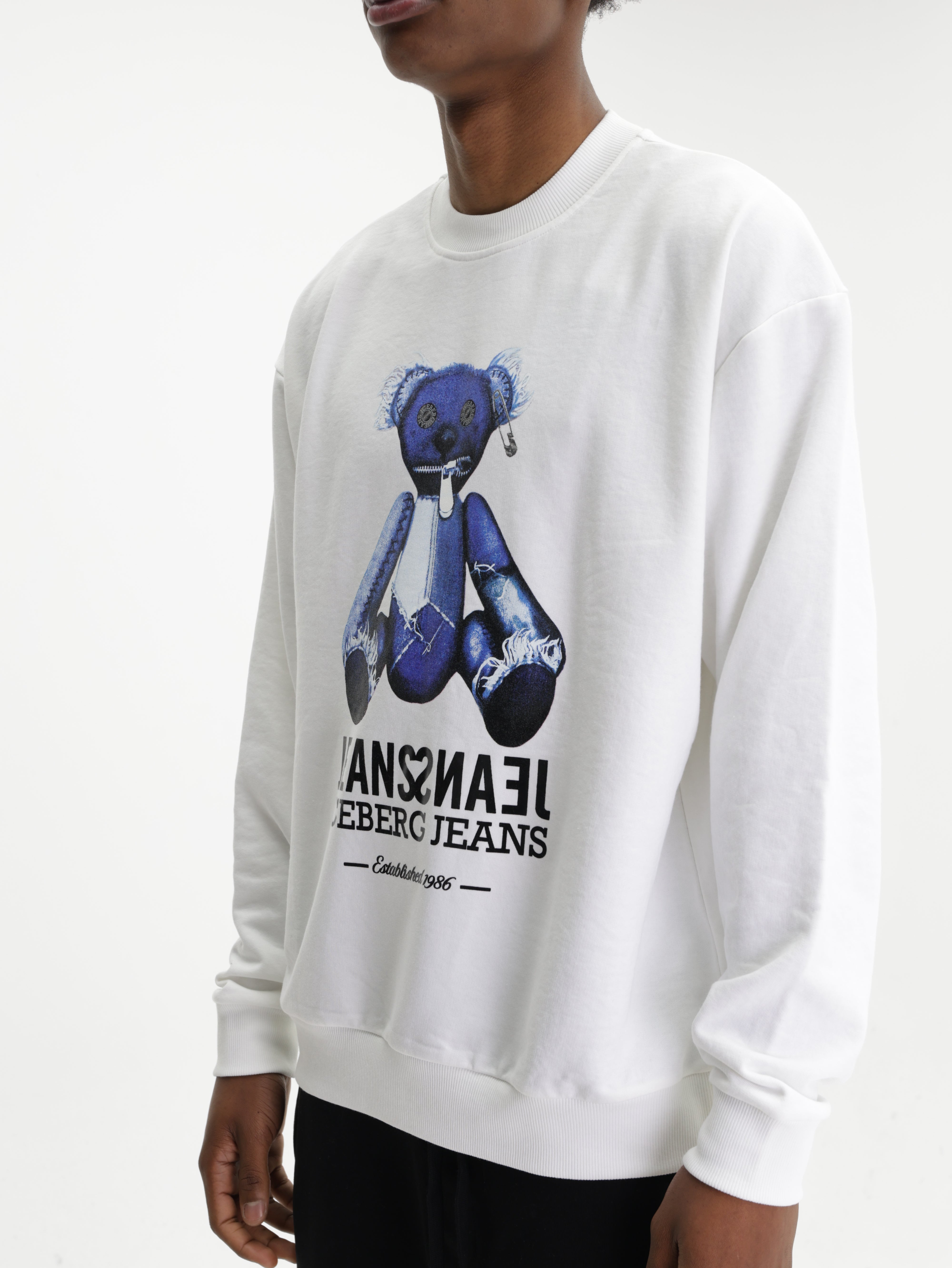 Iceberg Jeans Sweater Teddy Print White