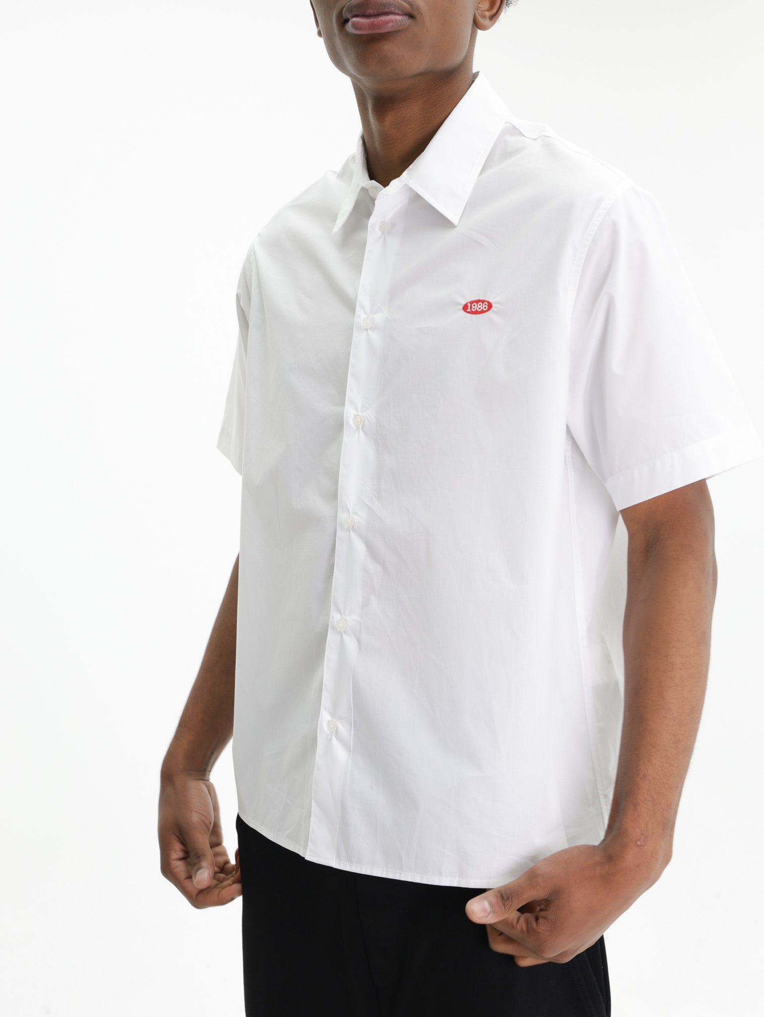Iceberg Jeans Shirt Red Logo White