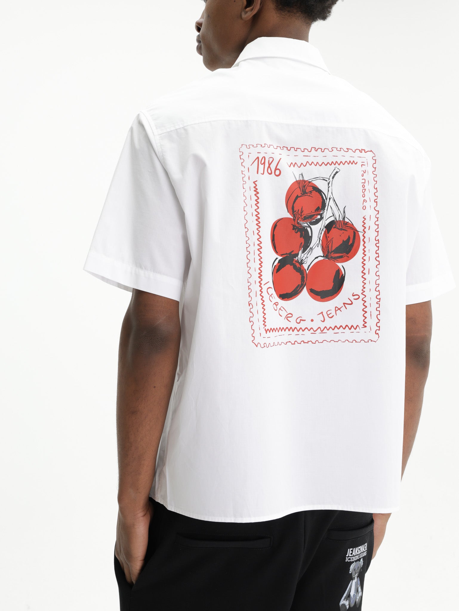 Iceberg Jeans Shirt Red Logo White