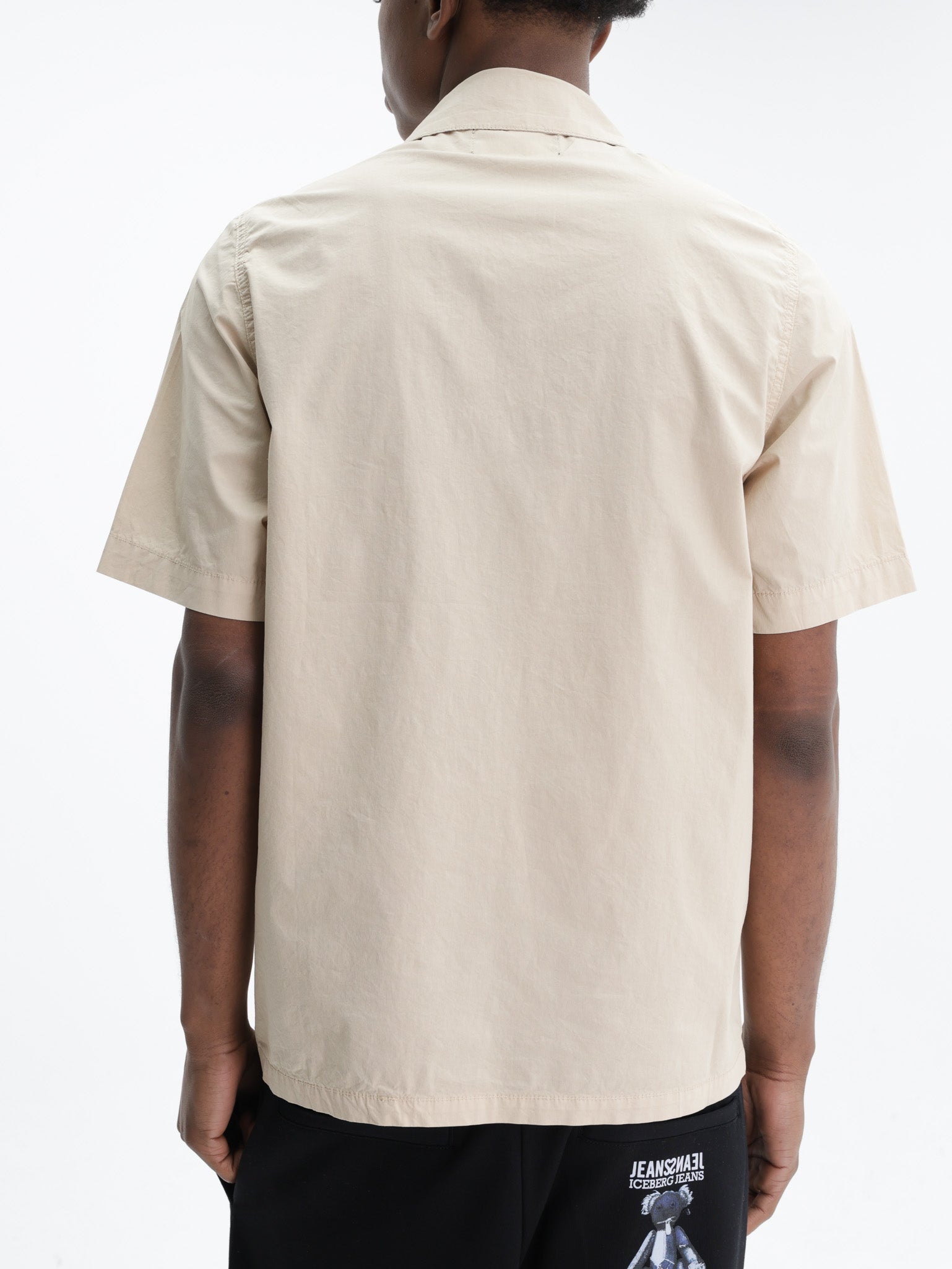 Iceberg Jeans Shirt Black Stripe Zip Cream