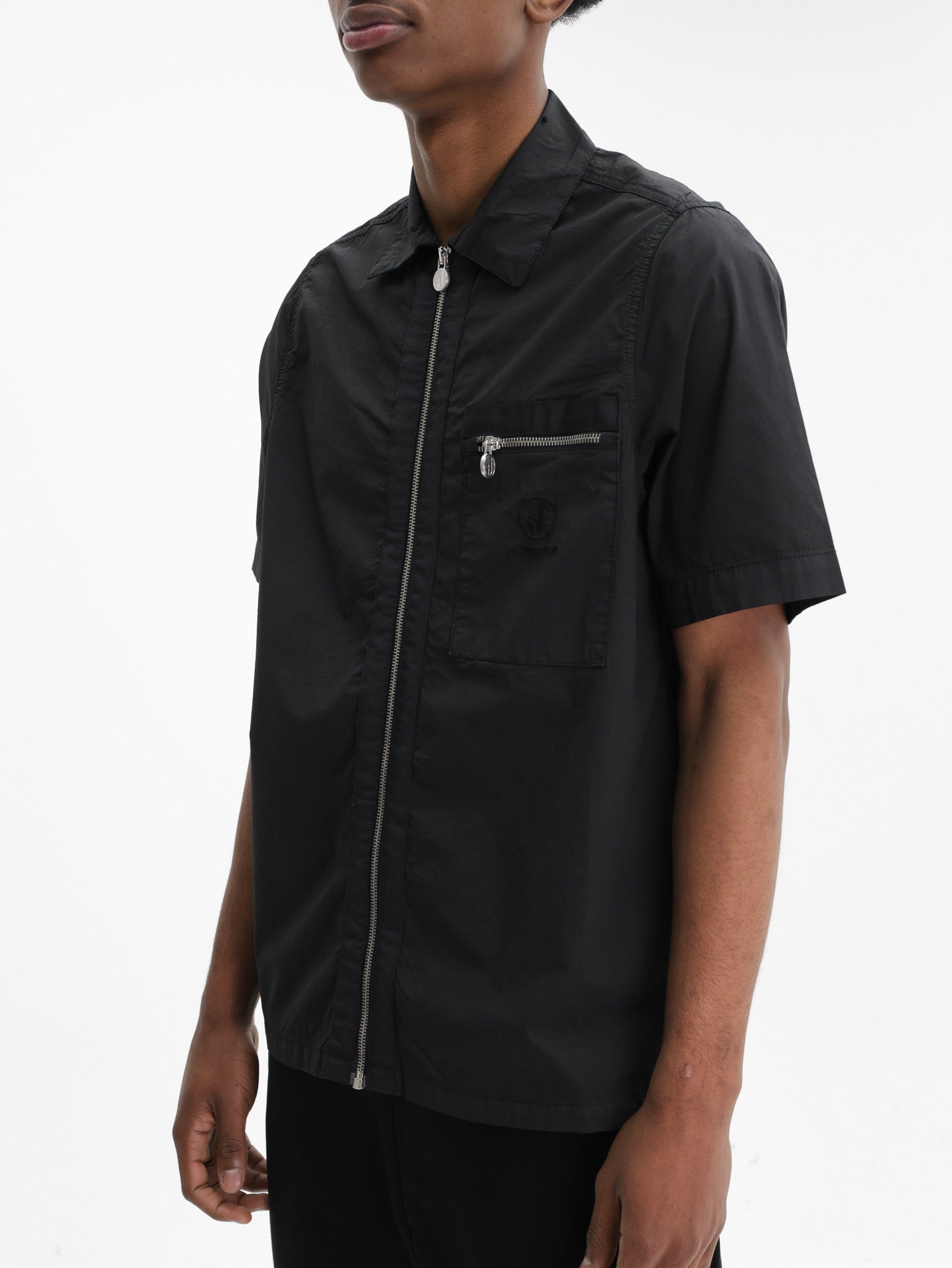 Iceberg Jeans Shirt Zip Collar Black