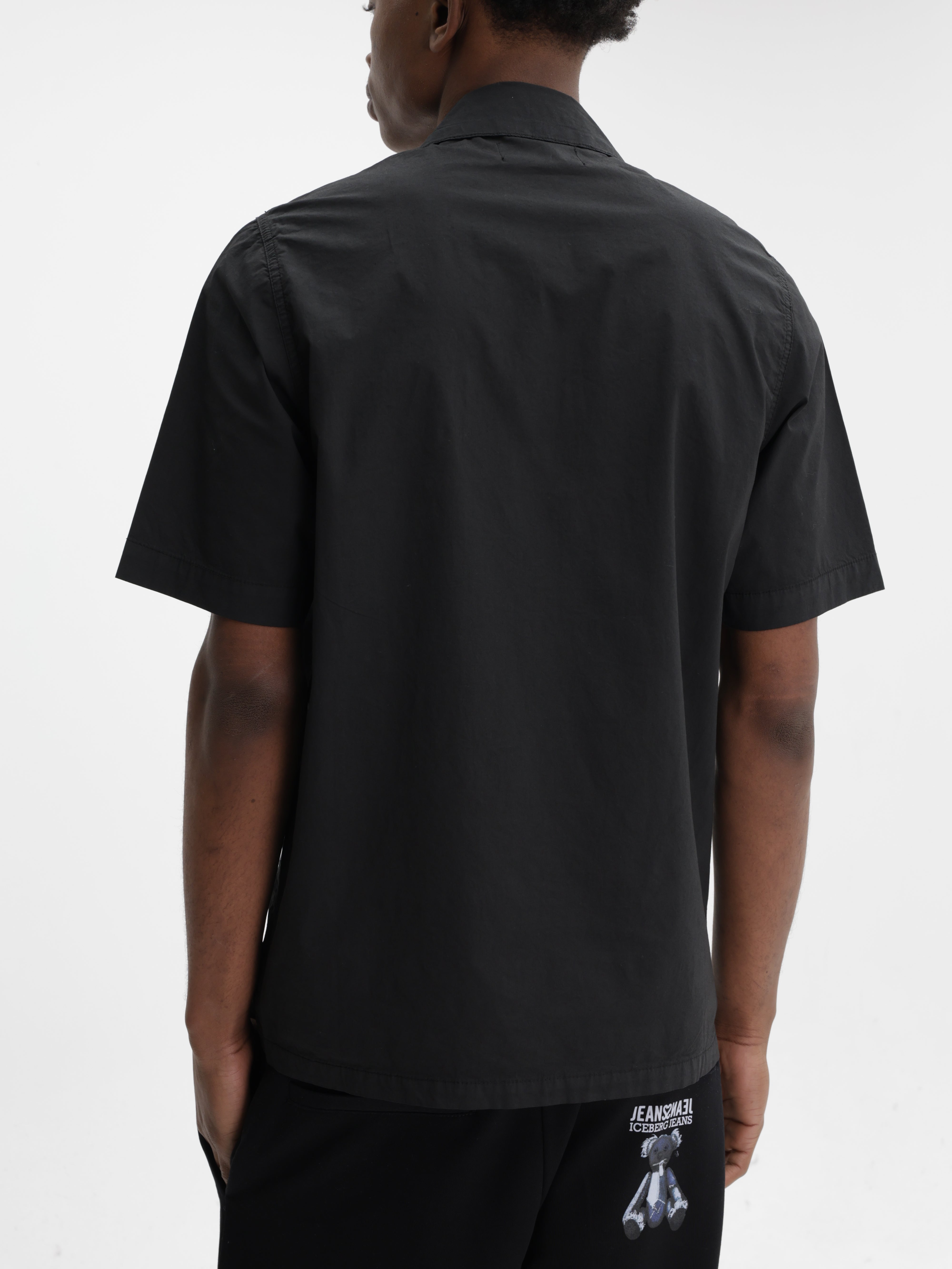 Iceberg Jeans Shirt Zip Collar Black