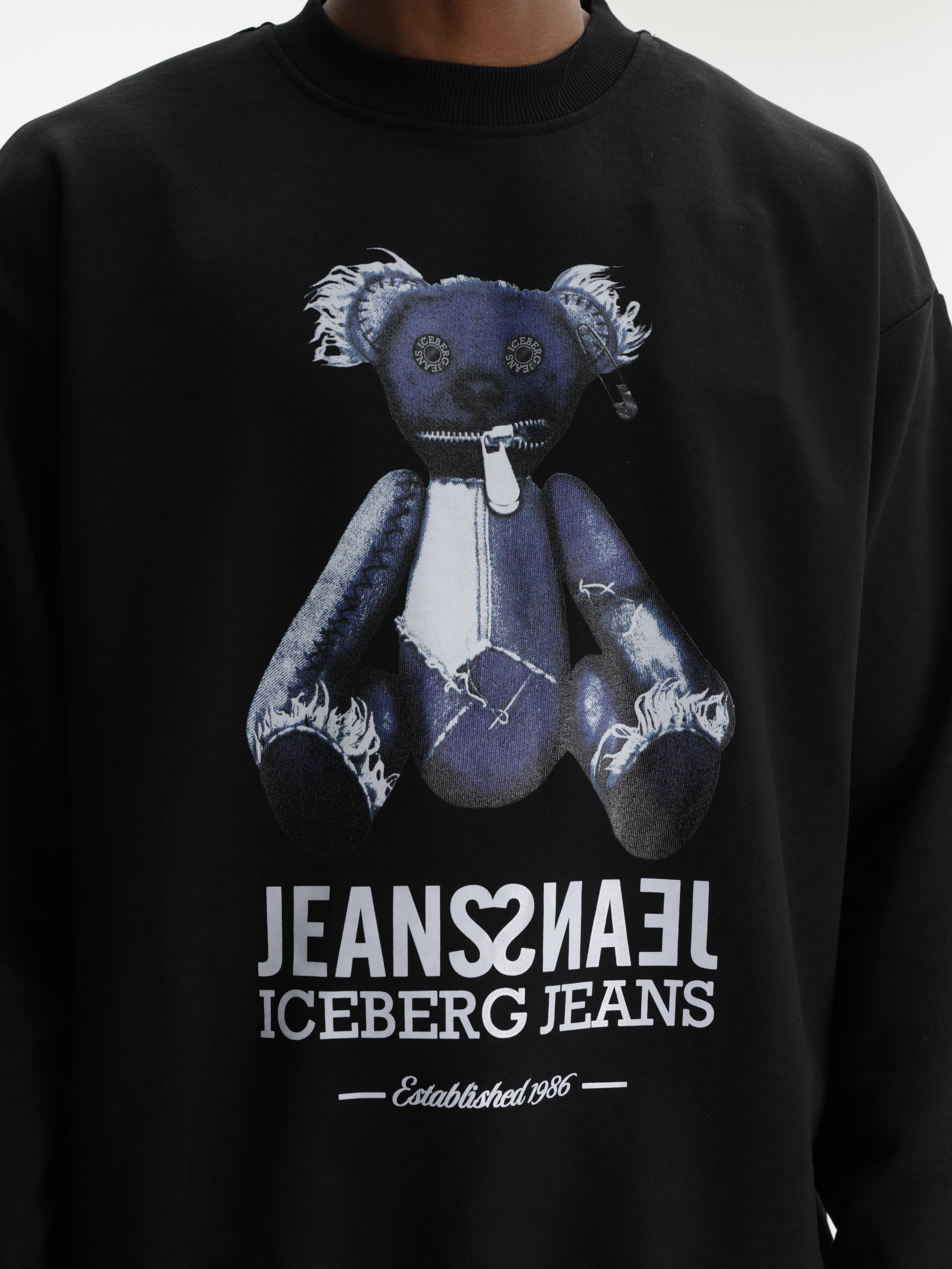 Iceberg Jeans Sweater Teddy Print Black