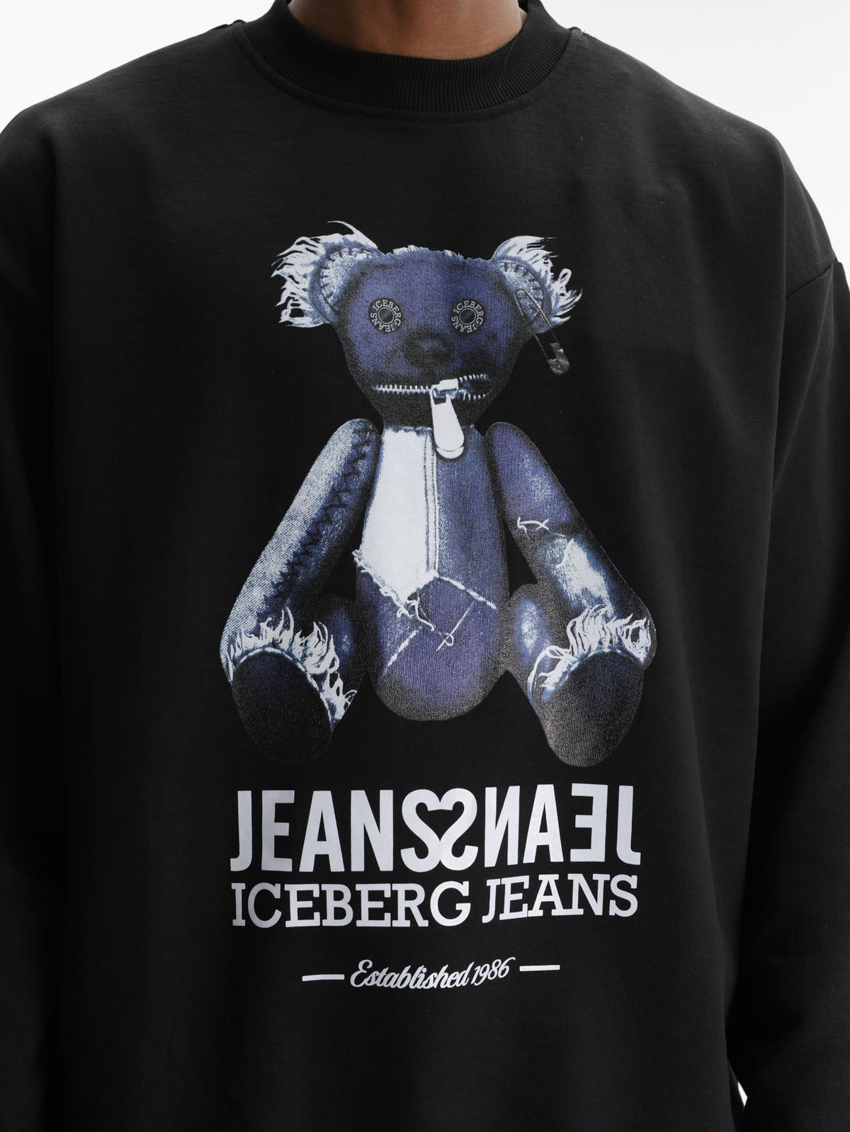 Iceberg Jeans Sweater Teddy Print Black