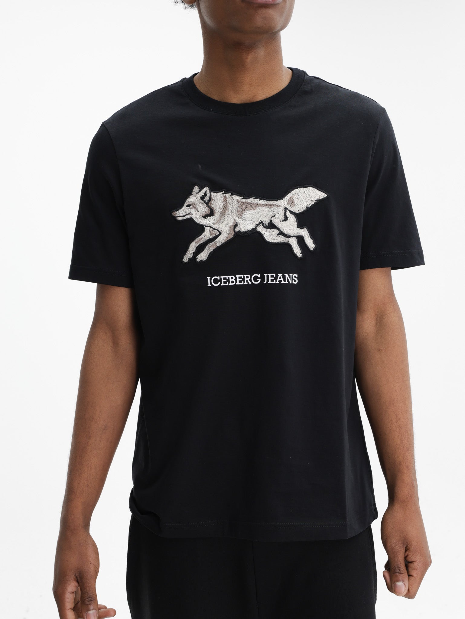 Iceberg Jeans T-Shirt Wolf Print Ibj Black