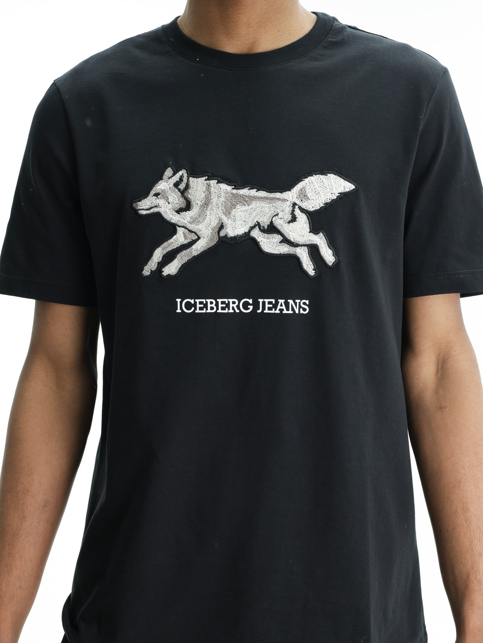 Iceberg Jeans T-Shirt Wolf Print Ibj Black