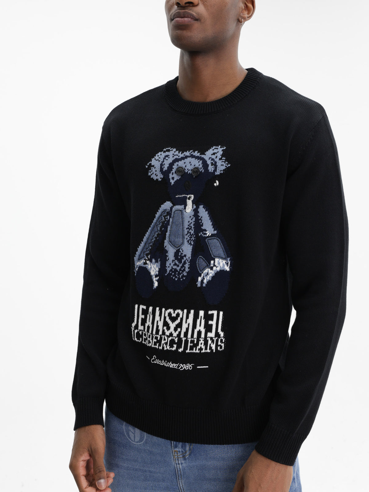 Iceberg Jeans Sweater Teddy Pirnt Black
