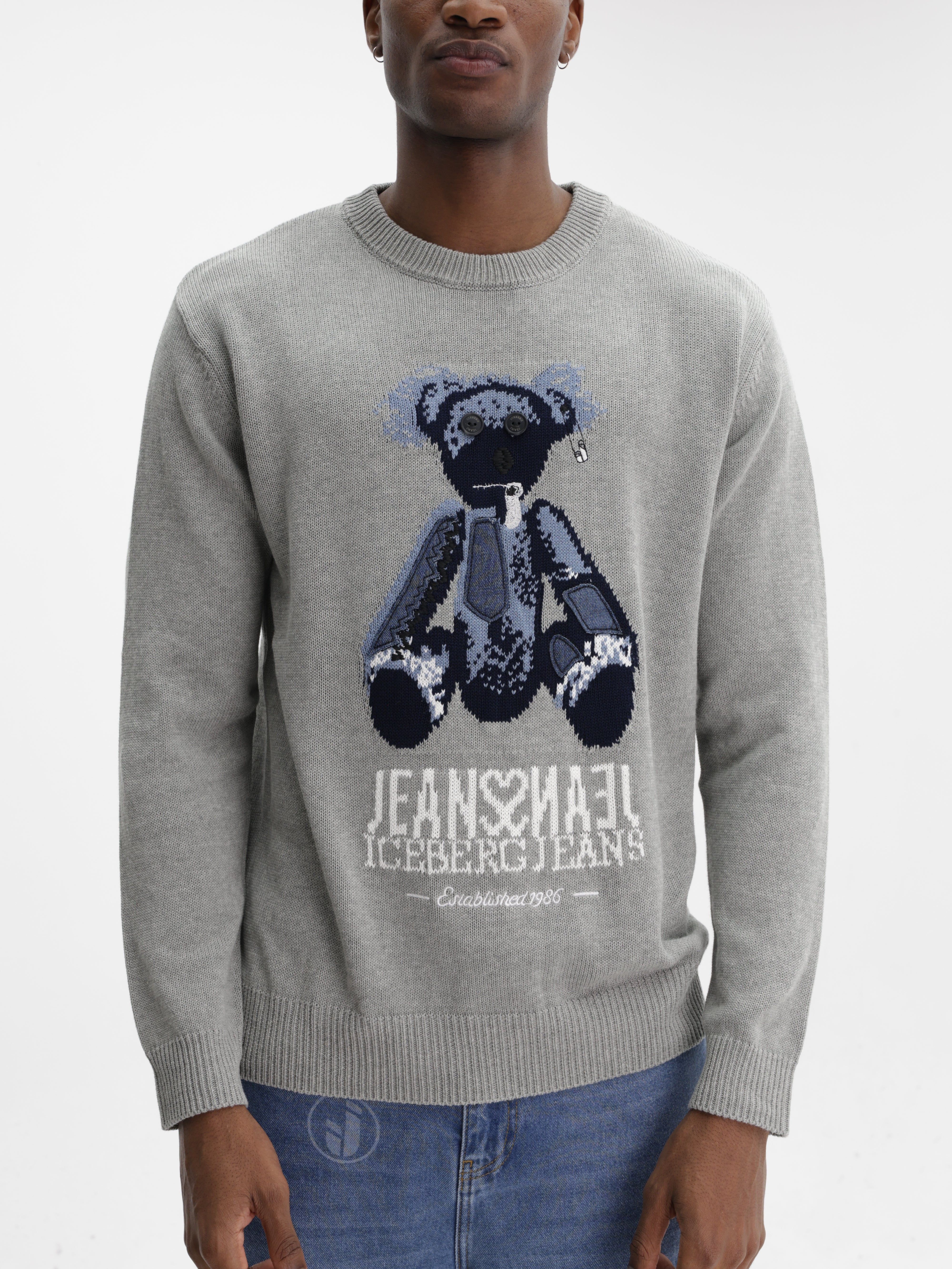 Iceberg Jeans Sweater Teddy Pirnt Grey