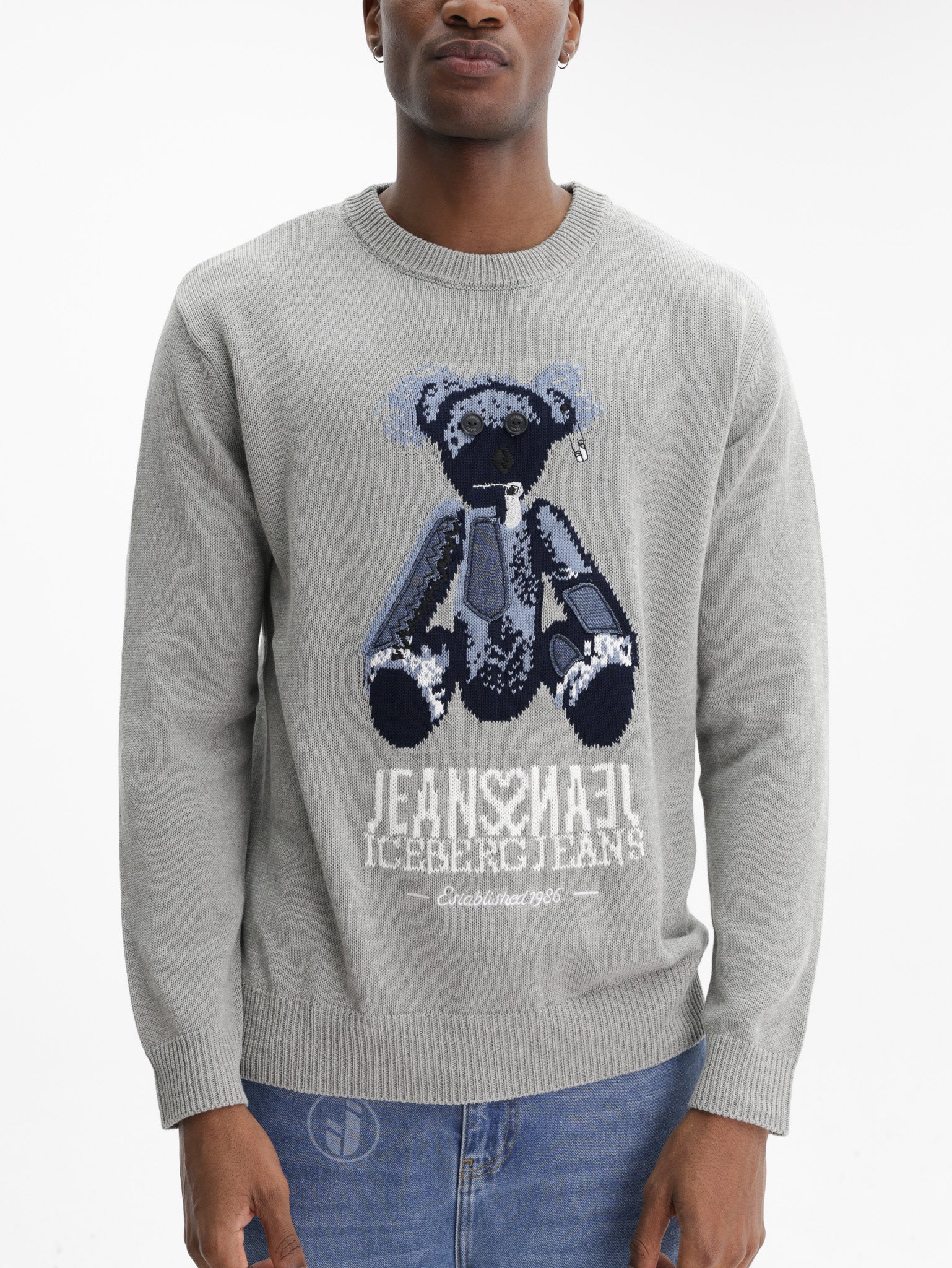 Iceberg Jeans Sweater Teddy Pirnt Grey