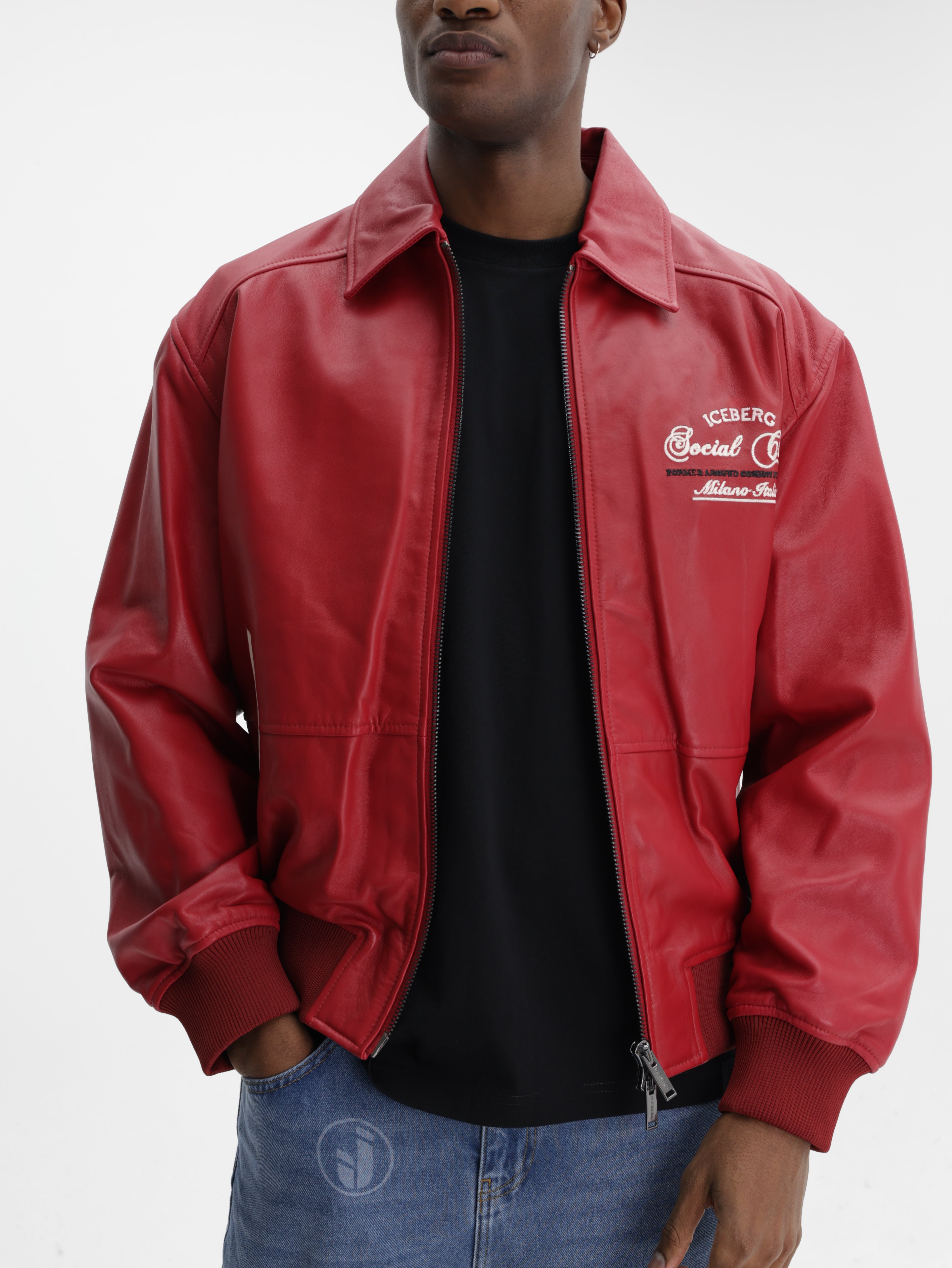 Iceberg Jacket Leather Social Club Red