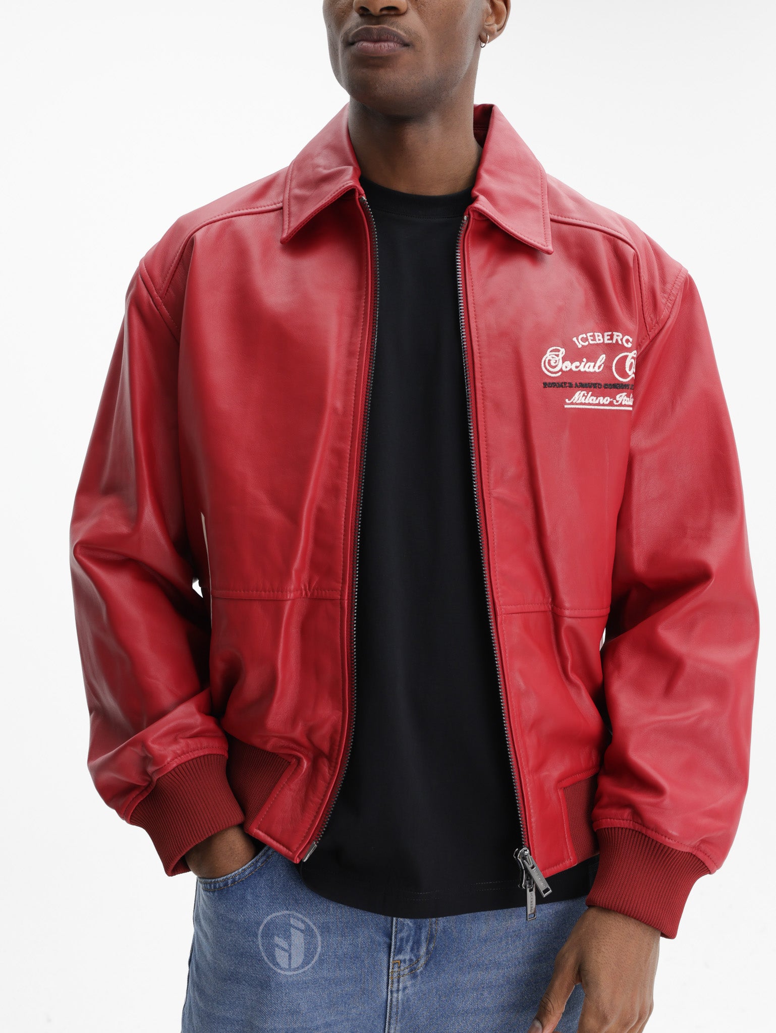 Iceberg Jacket Leather Social Club Red