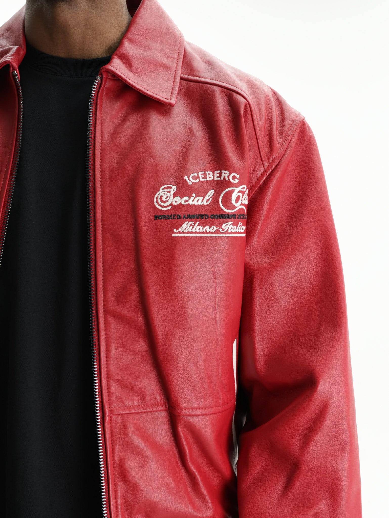 Iceberg Jacket Leather Social Club Red