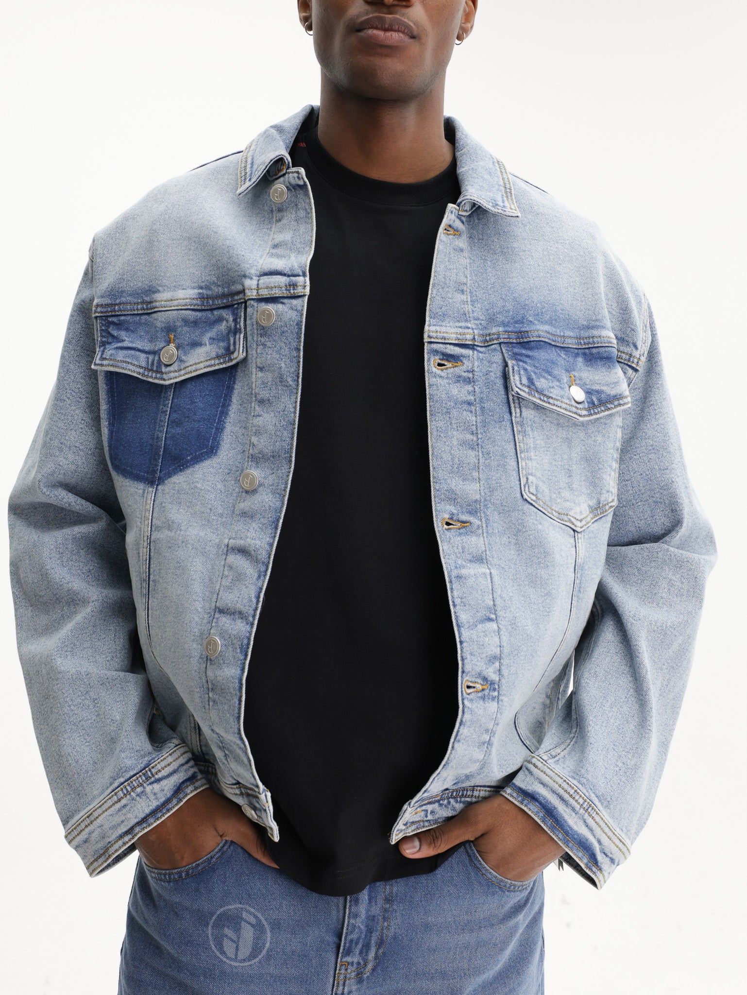 Iceberg Jeans Jacket Denim Button Up Light Wash