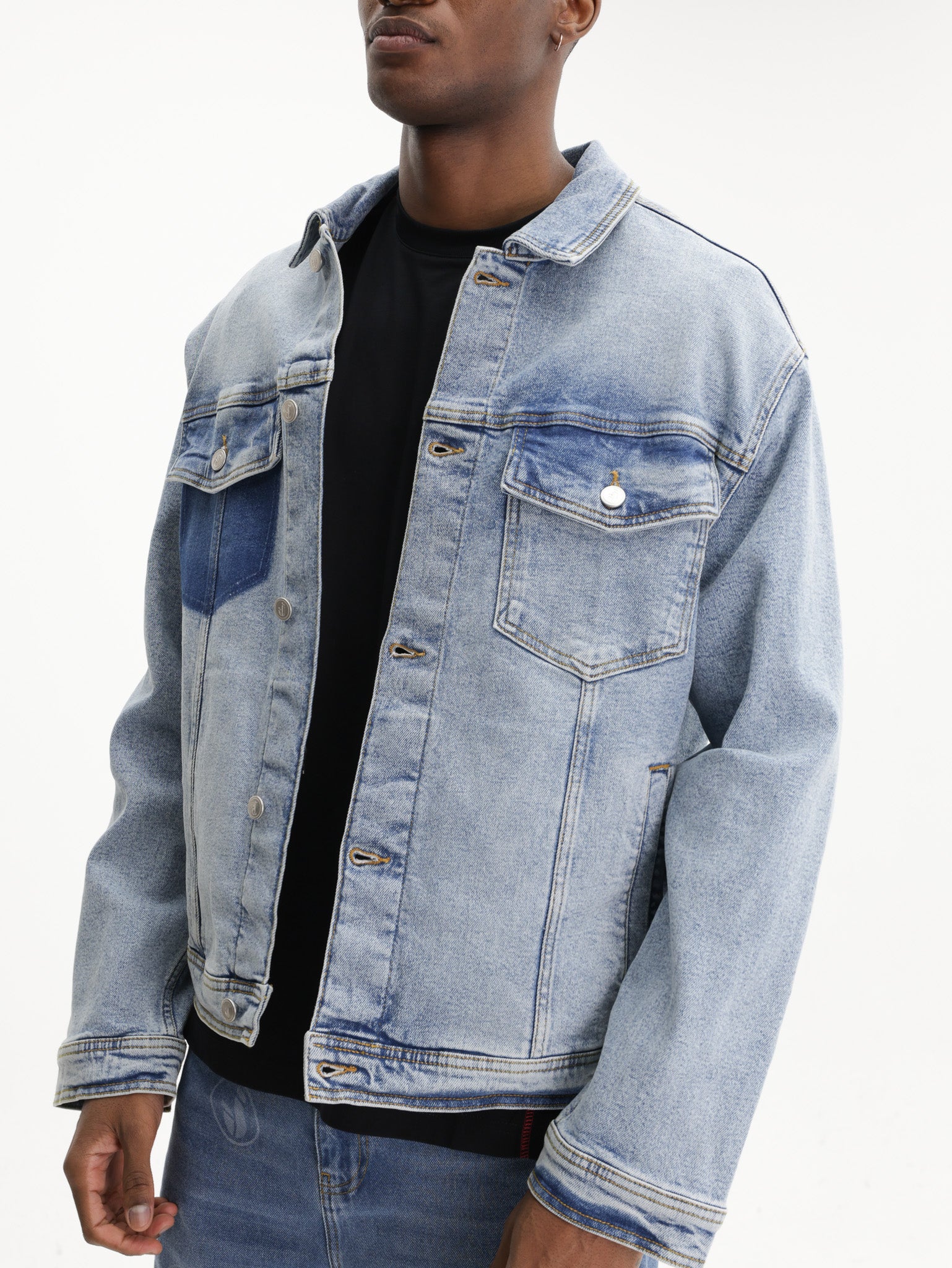 Iceberg Jeans Jacket Denim Button Up Light Wash