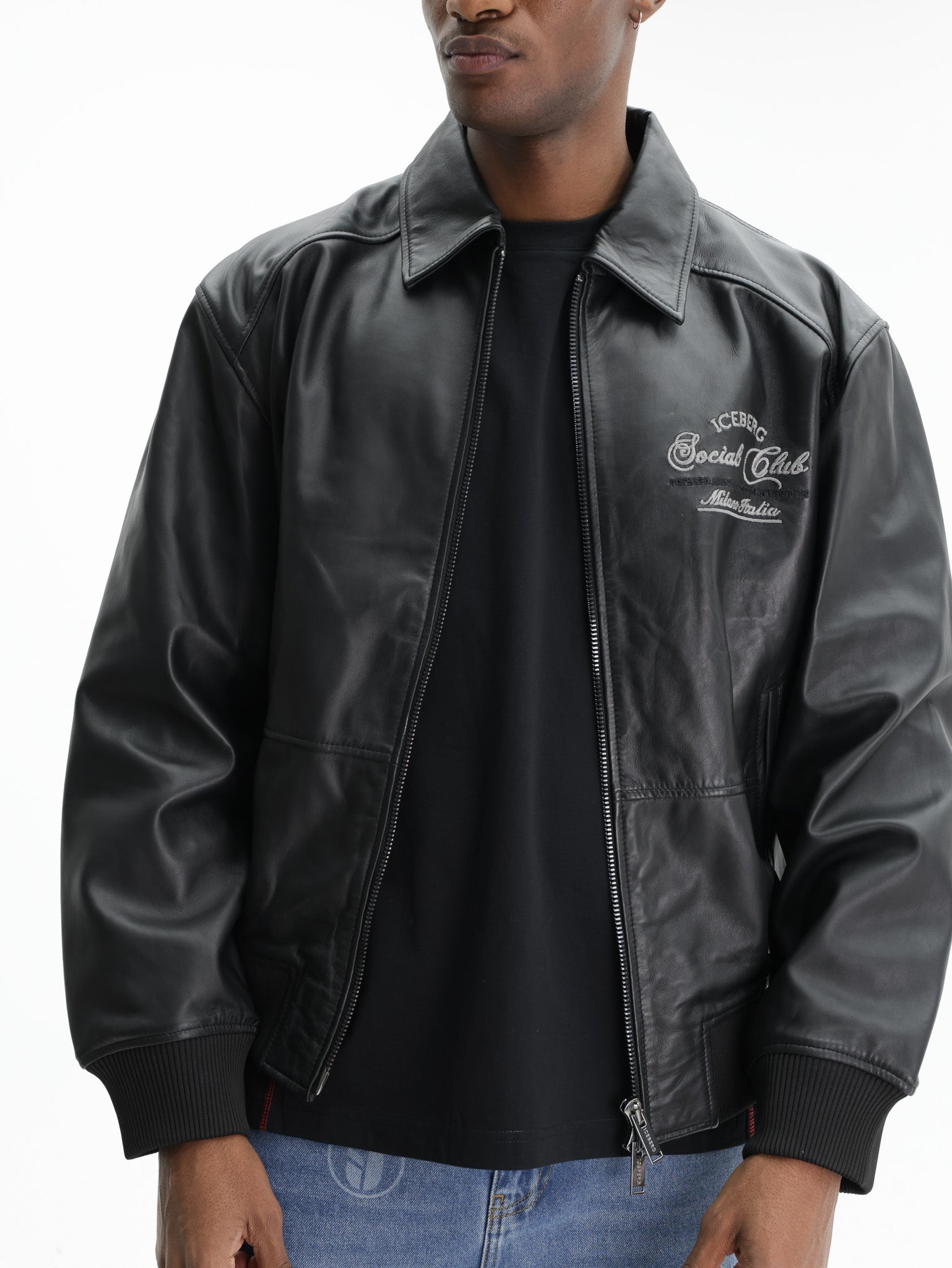 Iceberg Jacket Leather Social Club Black
