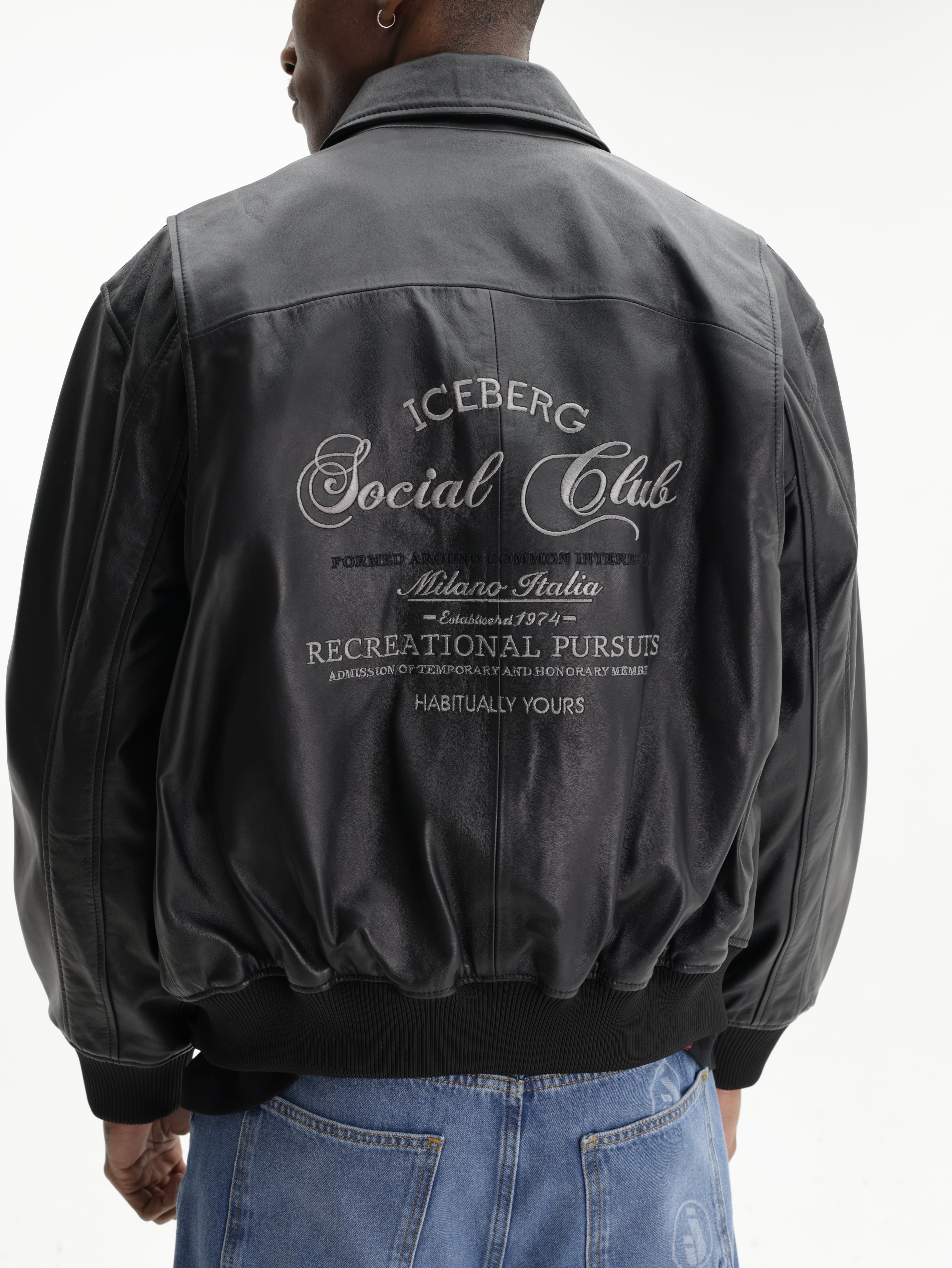 Iceberg Jacket Leather Social Club Black