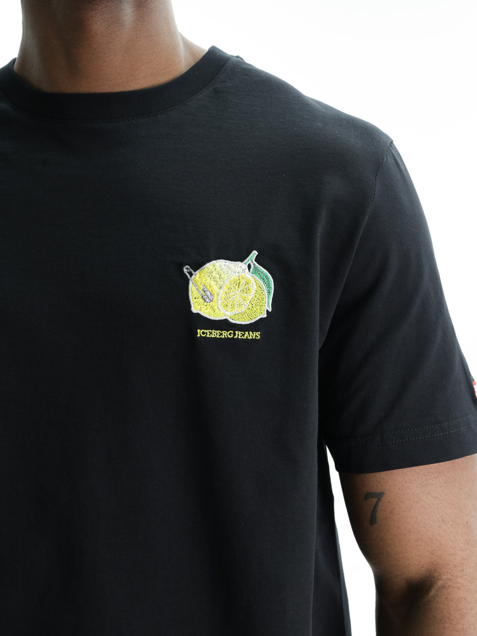 Iceberg Jeans T-Shirt Lemon Logo Print Black