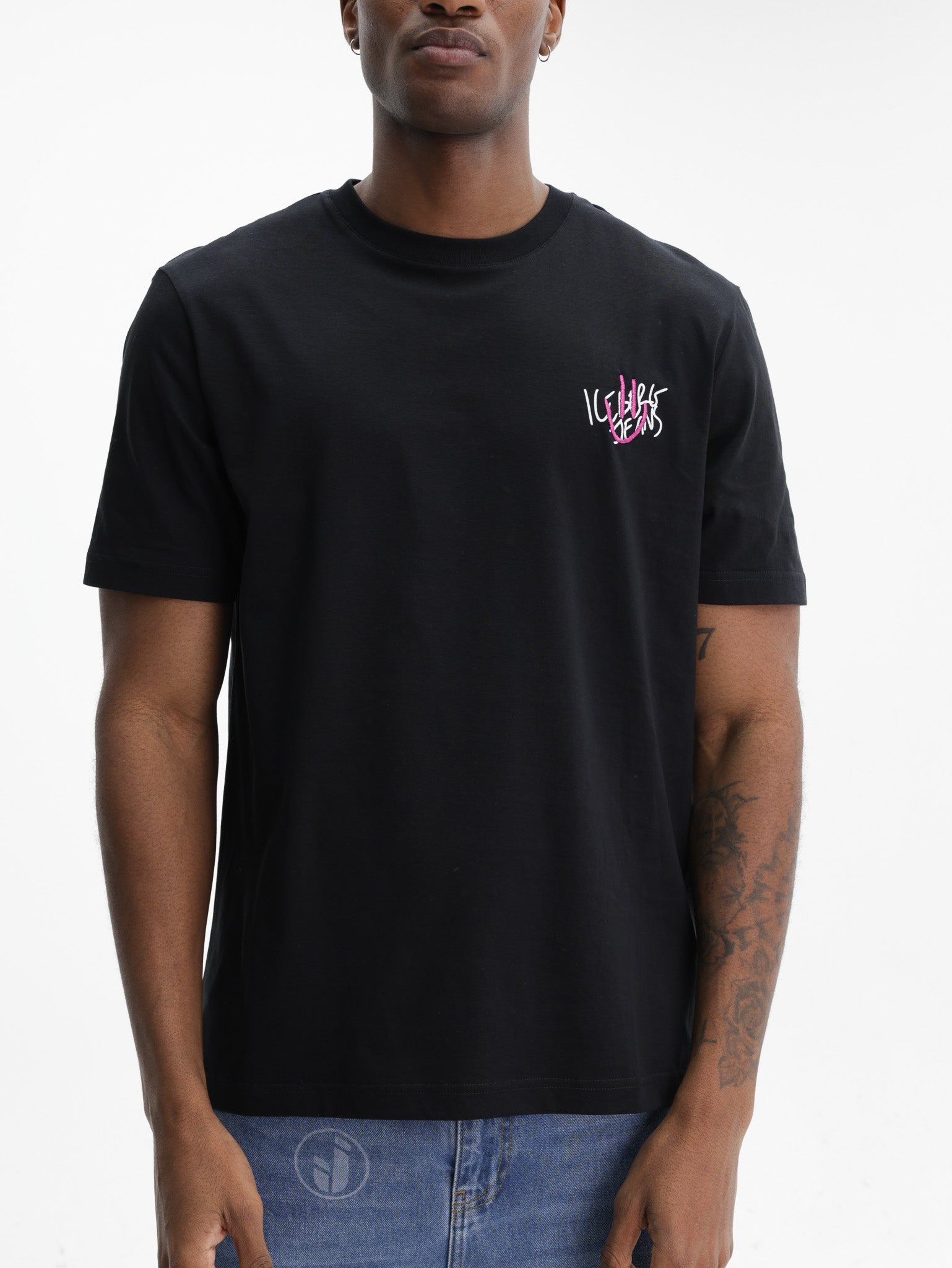 Iceberg Jeans T-Shirt Smiley Logo Black
