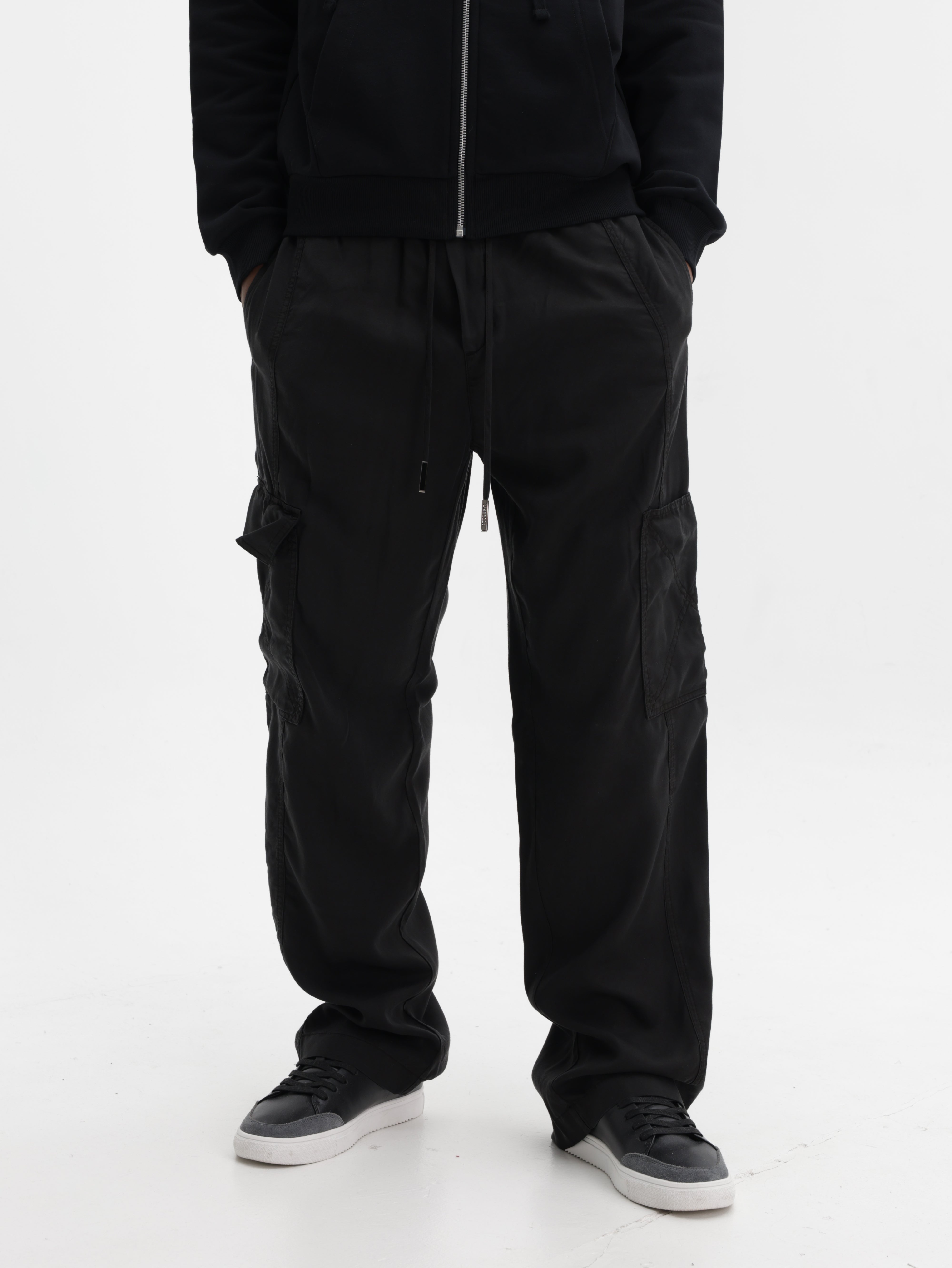 Iceberg Pants Drawstring Baggy Black