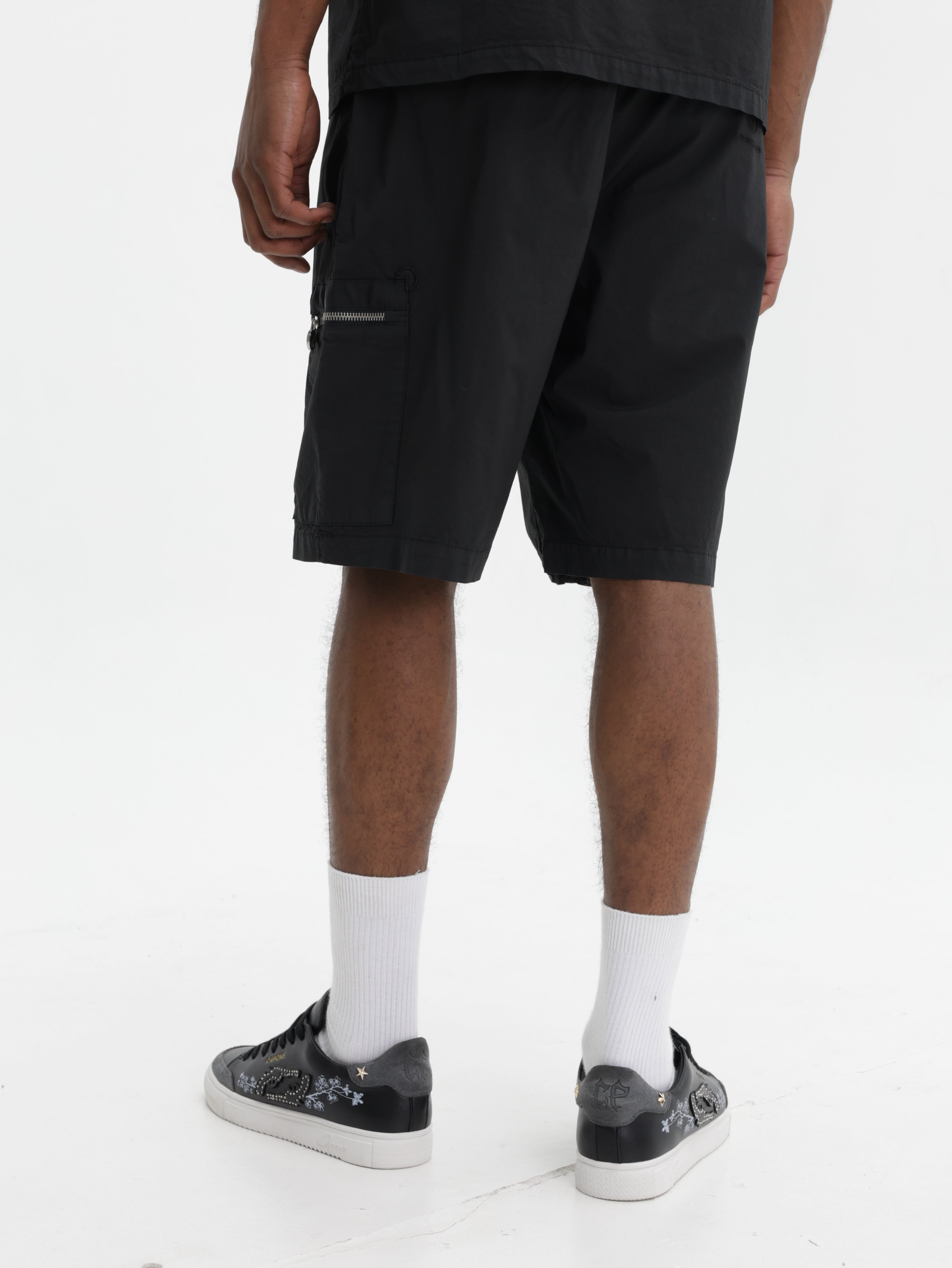 Iceberg Jeans Shorts Zip Pockets Black