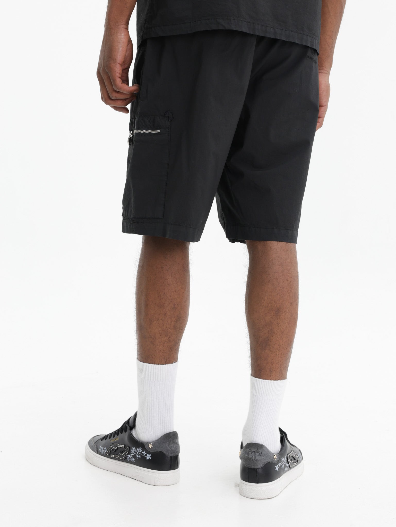 Iceberg Jeans Shorts Zip Pockets Black