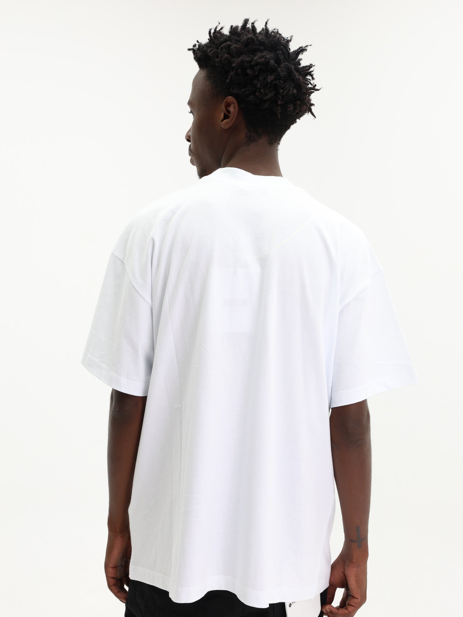 Msgm Crew Brushed Logo White-Orange