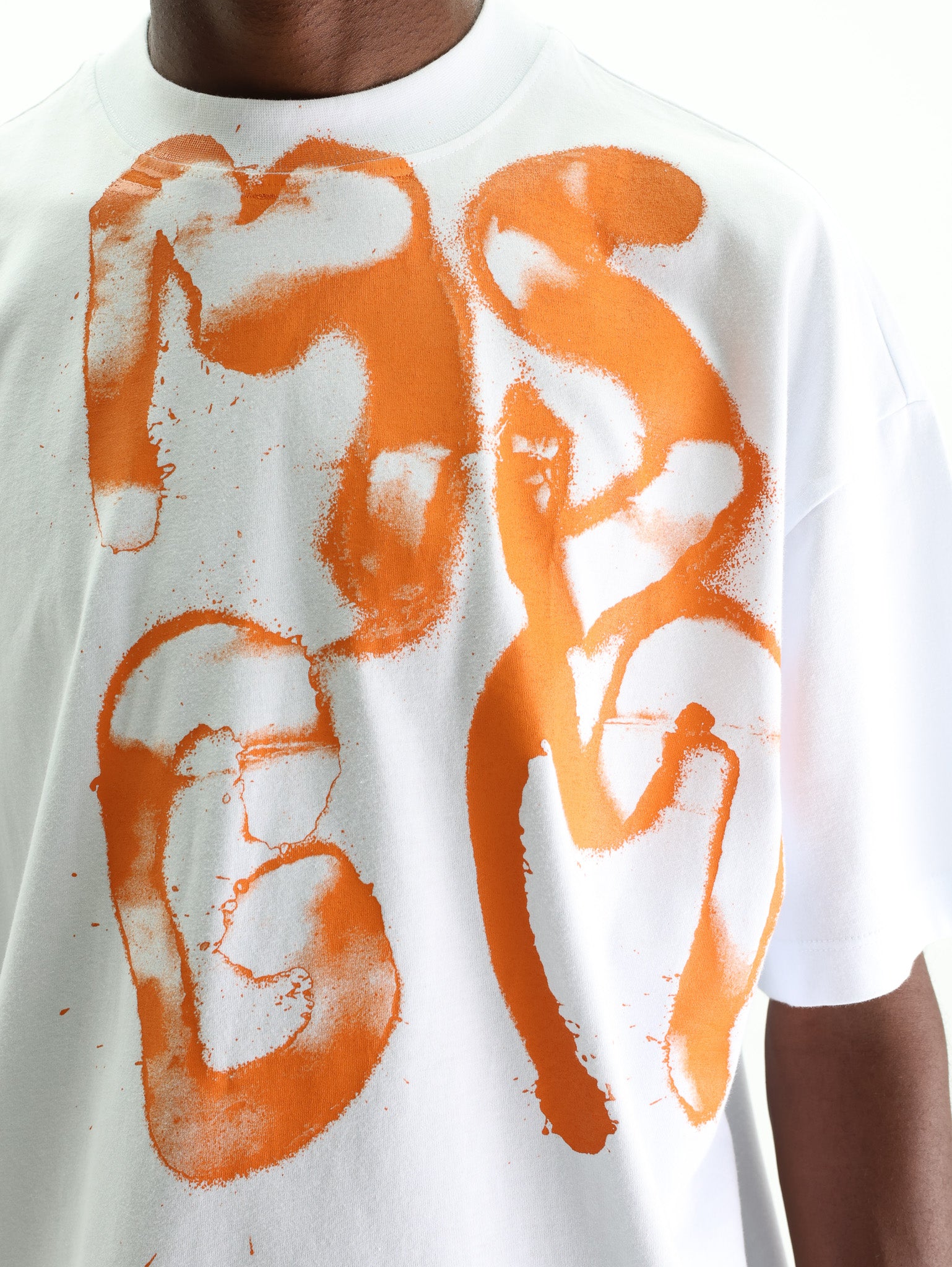 Msgm Crew Brushed Logo White-Orange
