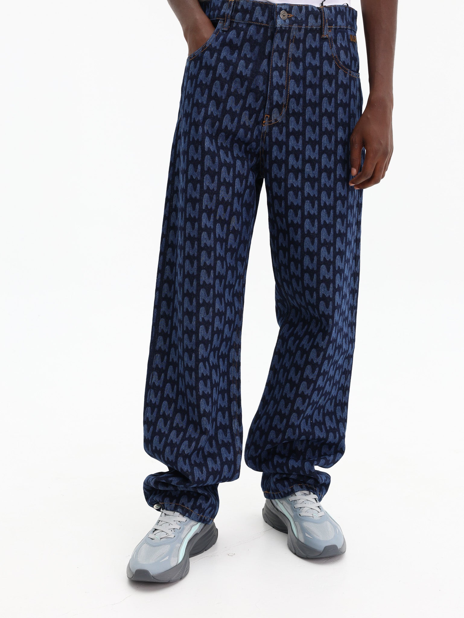Msgm Jeans All Over Print Navy