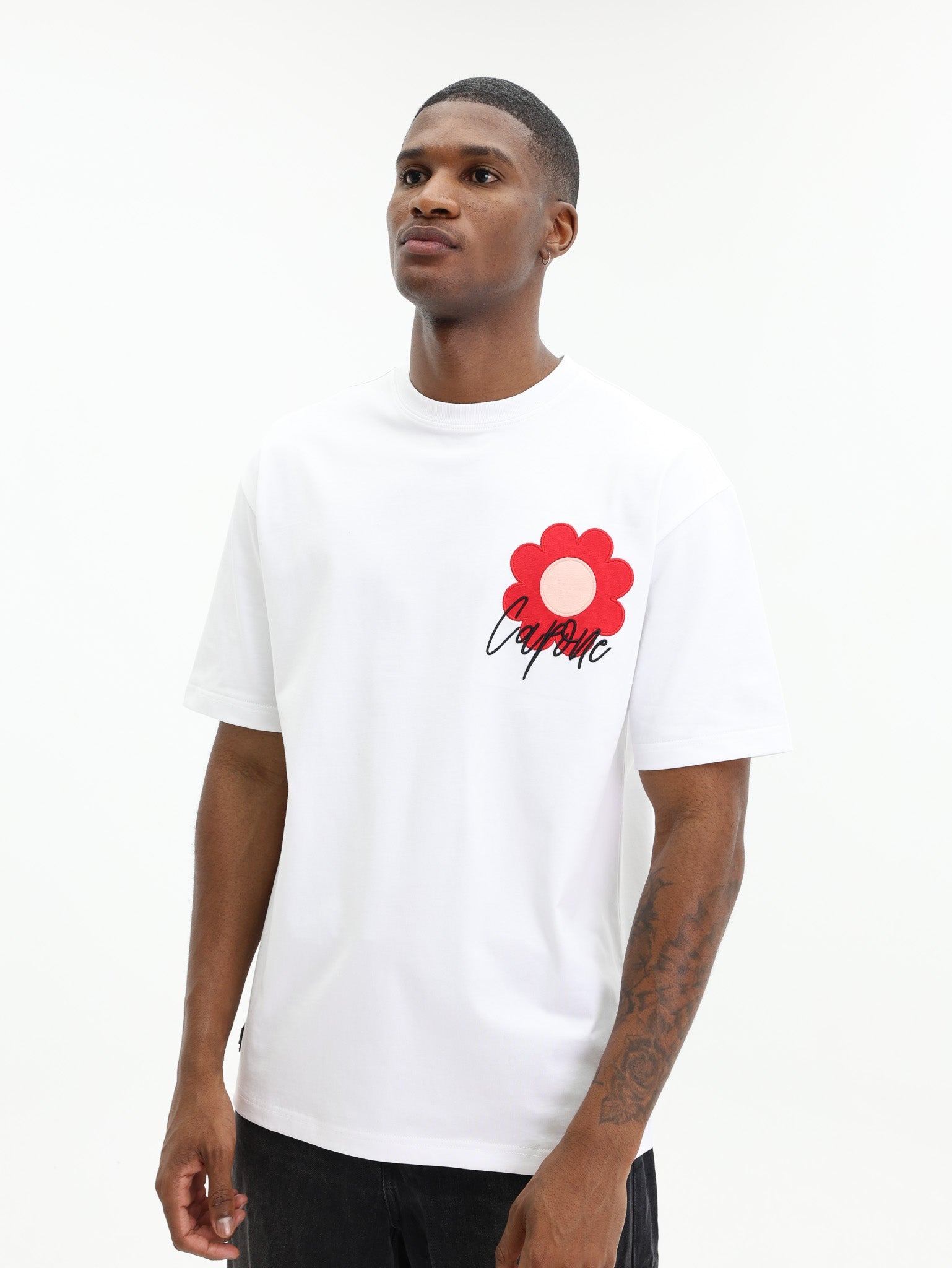 Capone T-Shirt Flower Logo White