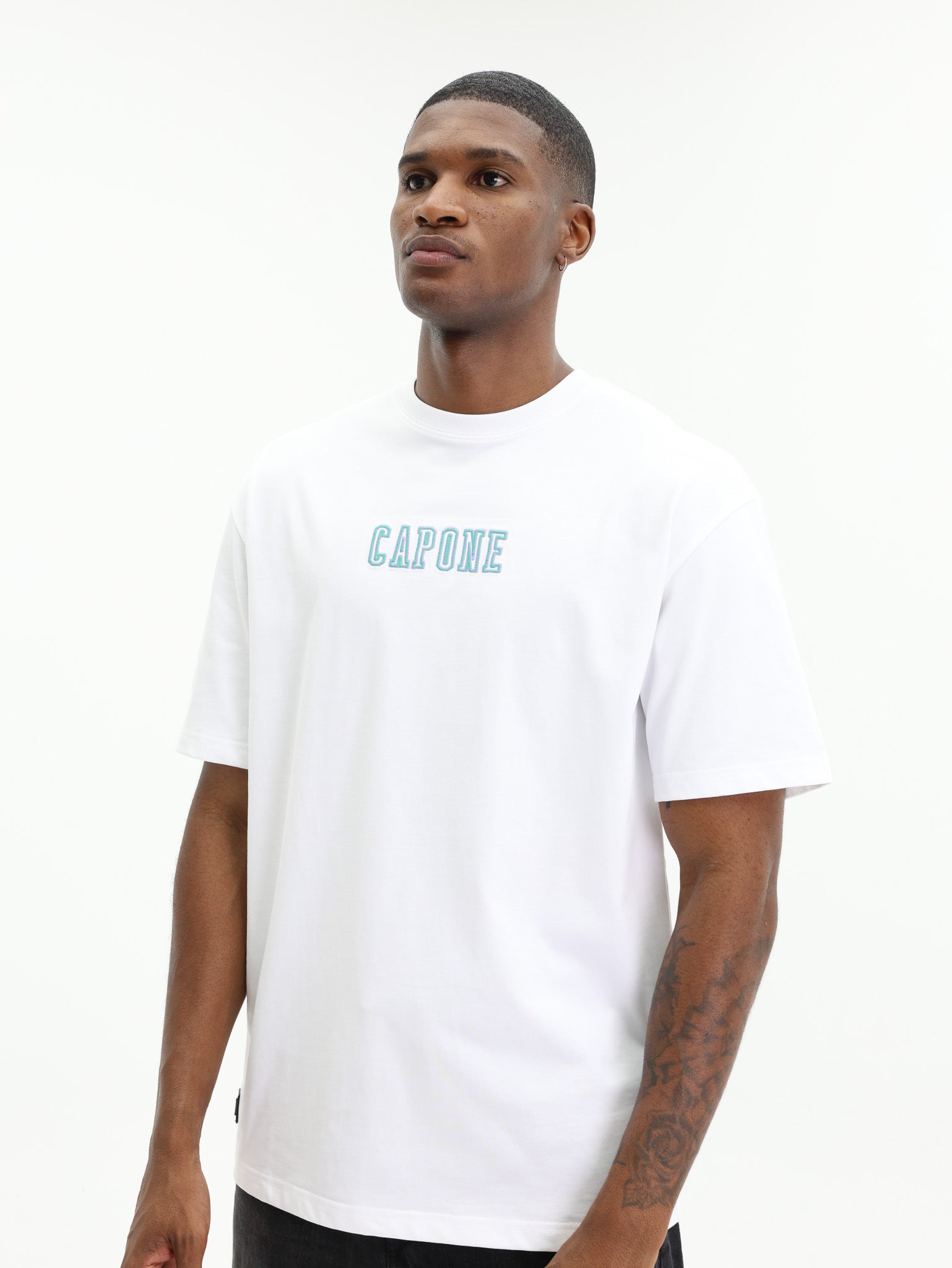 Capone T-Shirt Logo White-Aqua-Lilac