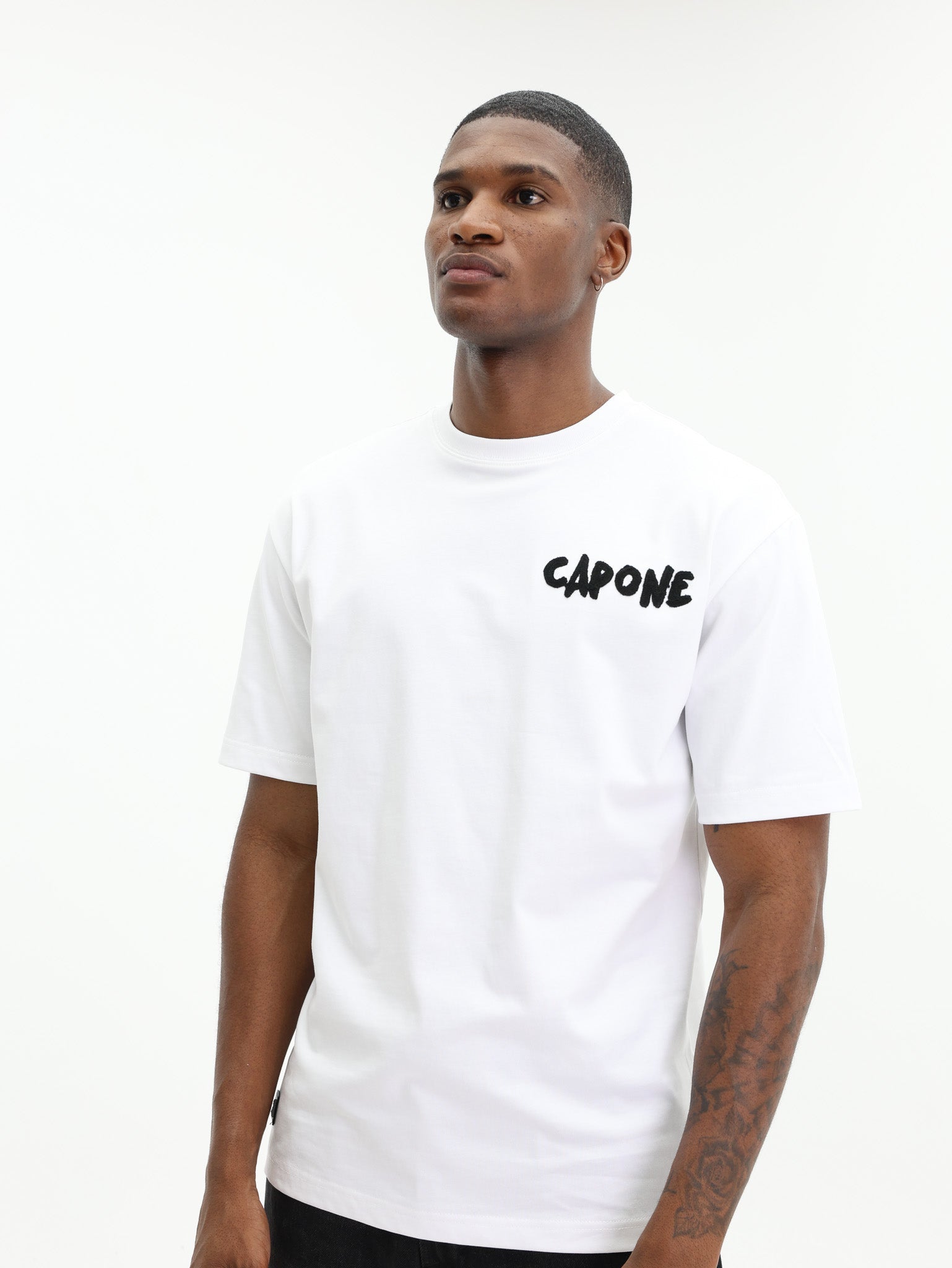 Capone T-Shirt Corner Logo White-Black