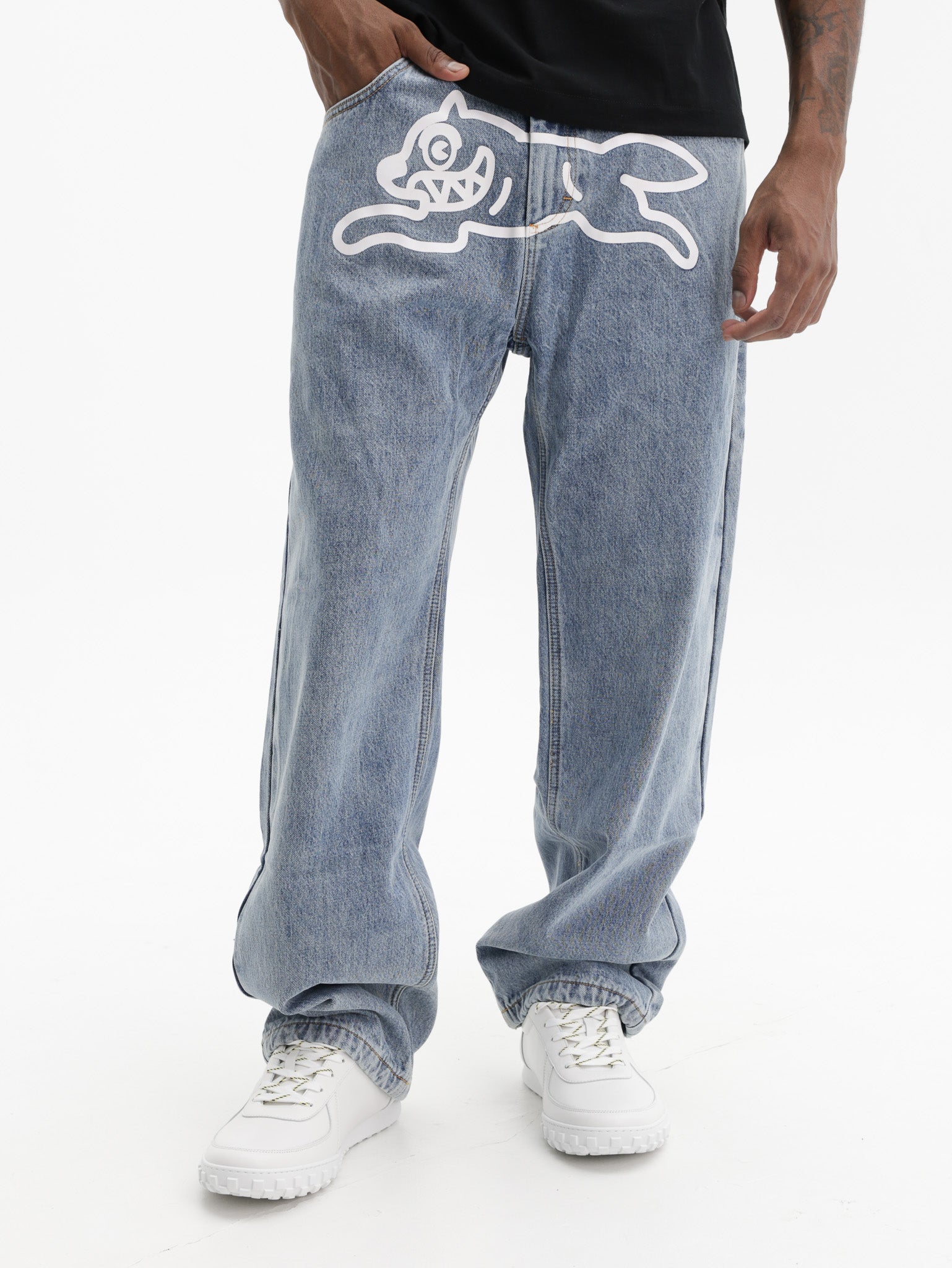 Ice Cream Jeans Check Lined Vintage Wash Blue