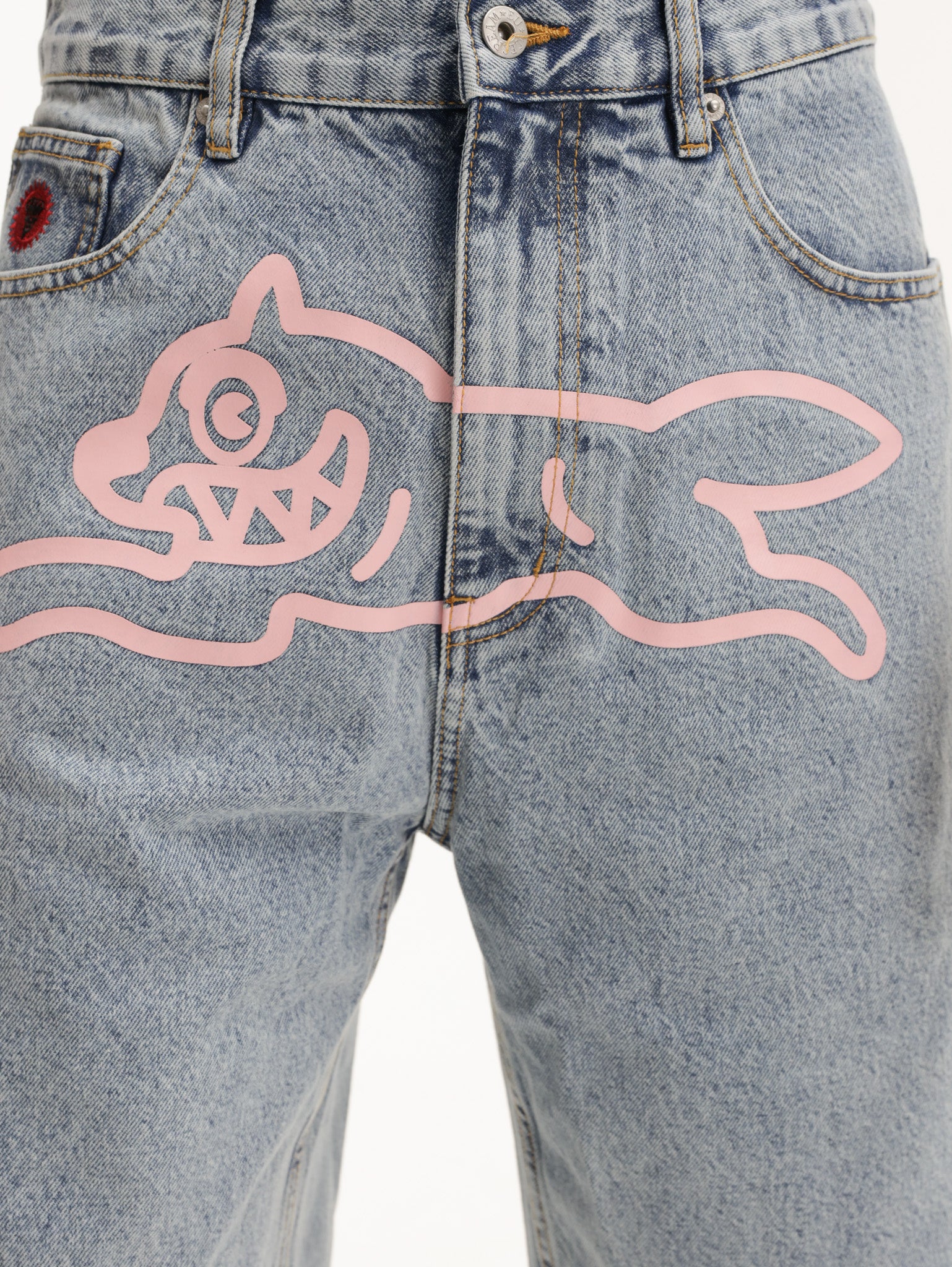 Ice Cream Denim Shorts Running Dog Heavy Wash Blue