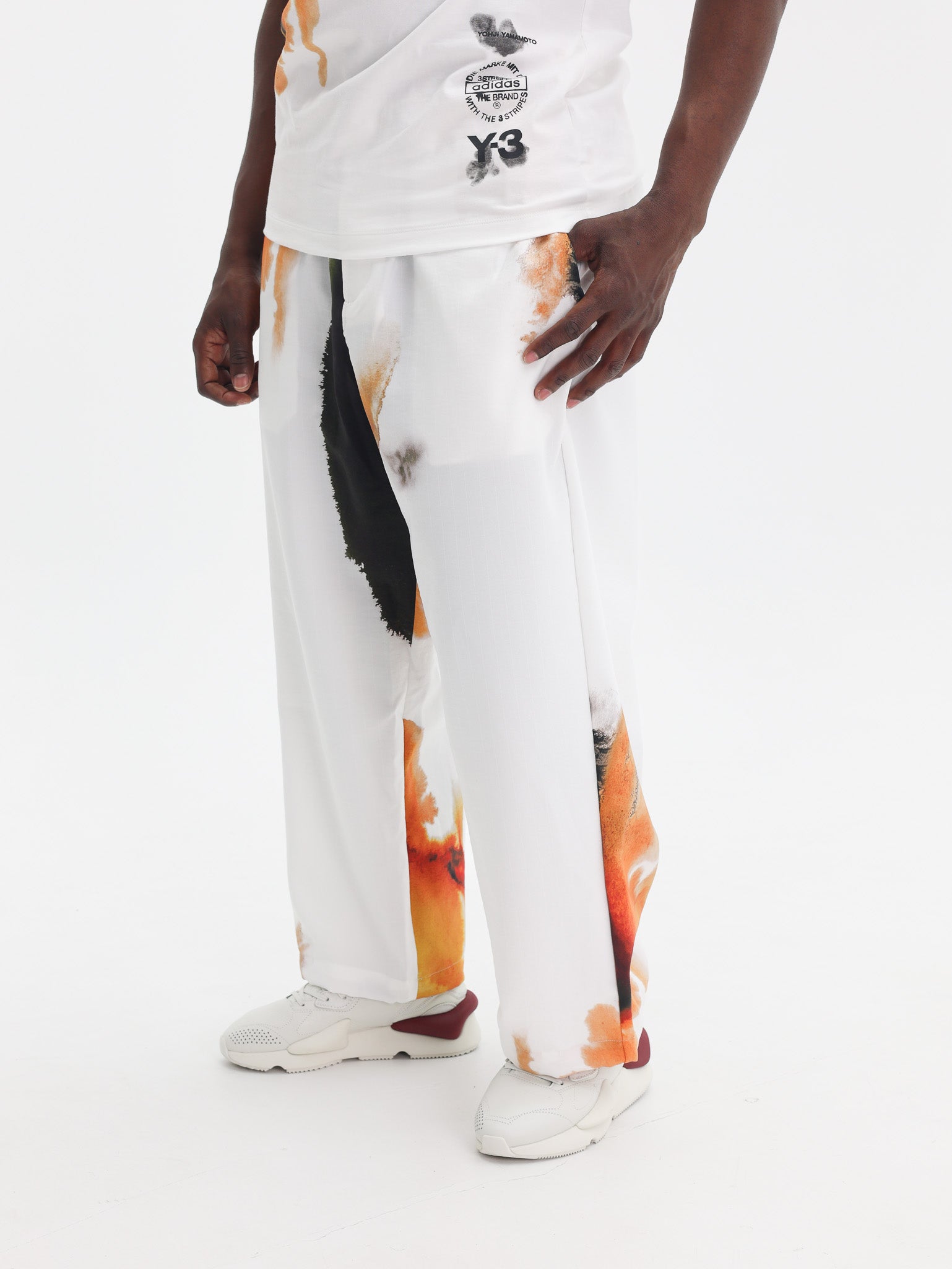 Y-3 Track Pants Allover Print Cream White