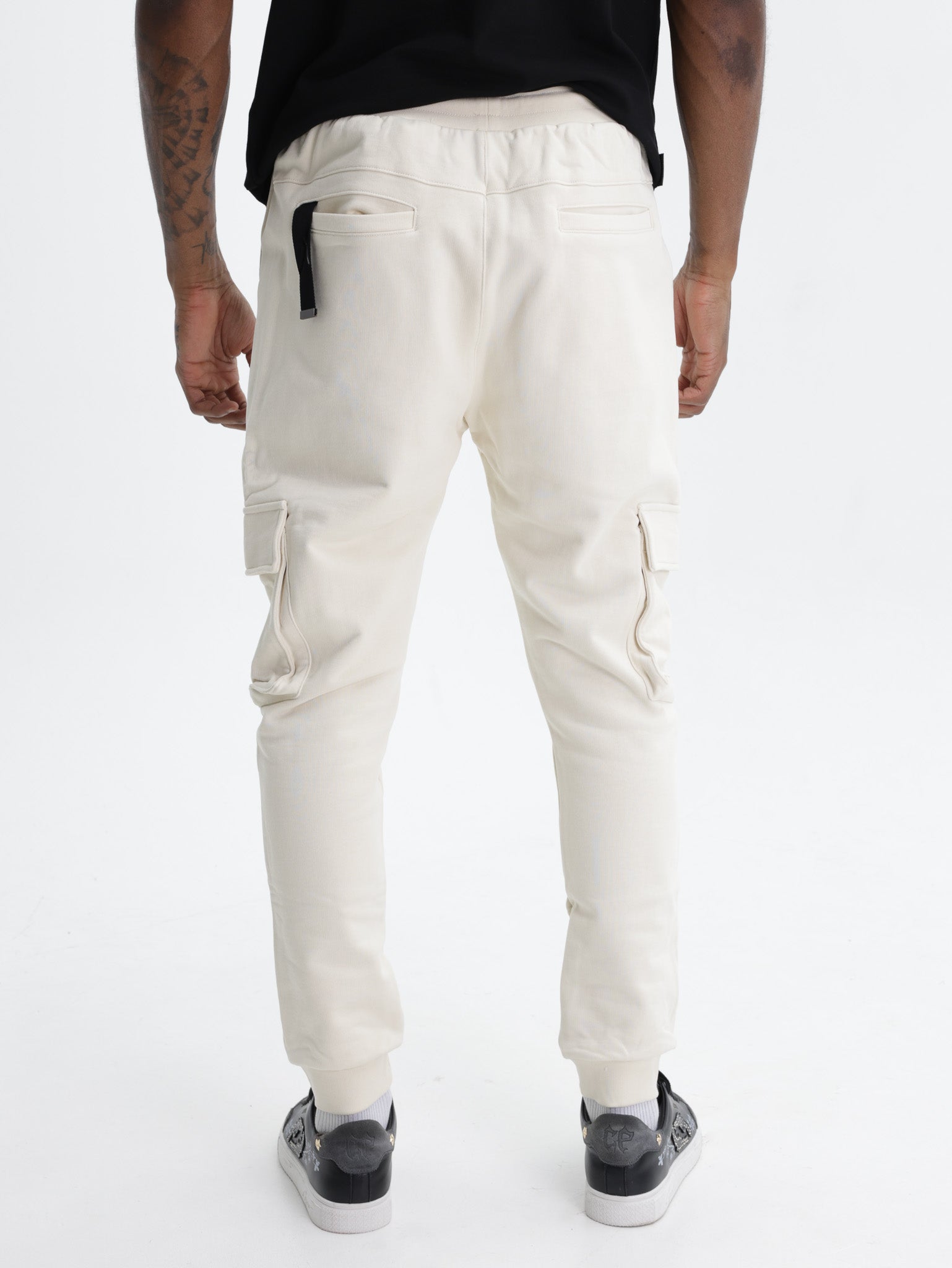 Capone Cargo Sweatpants Double Sided Pockets Beige