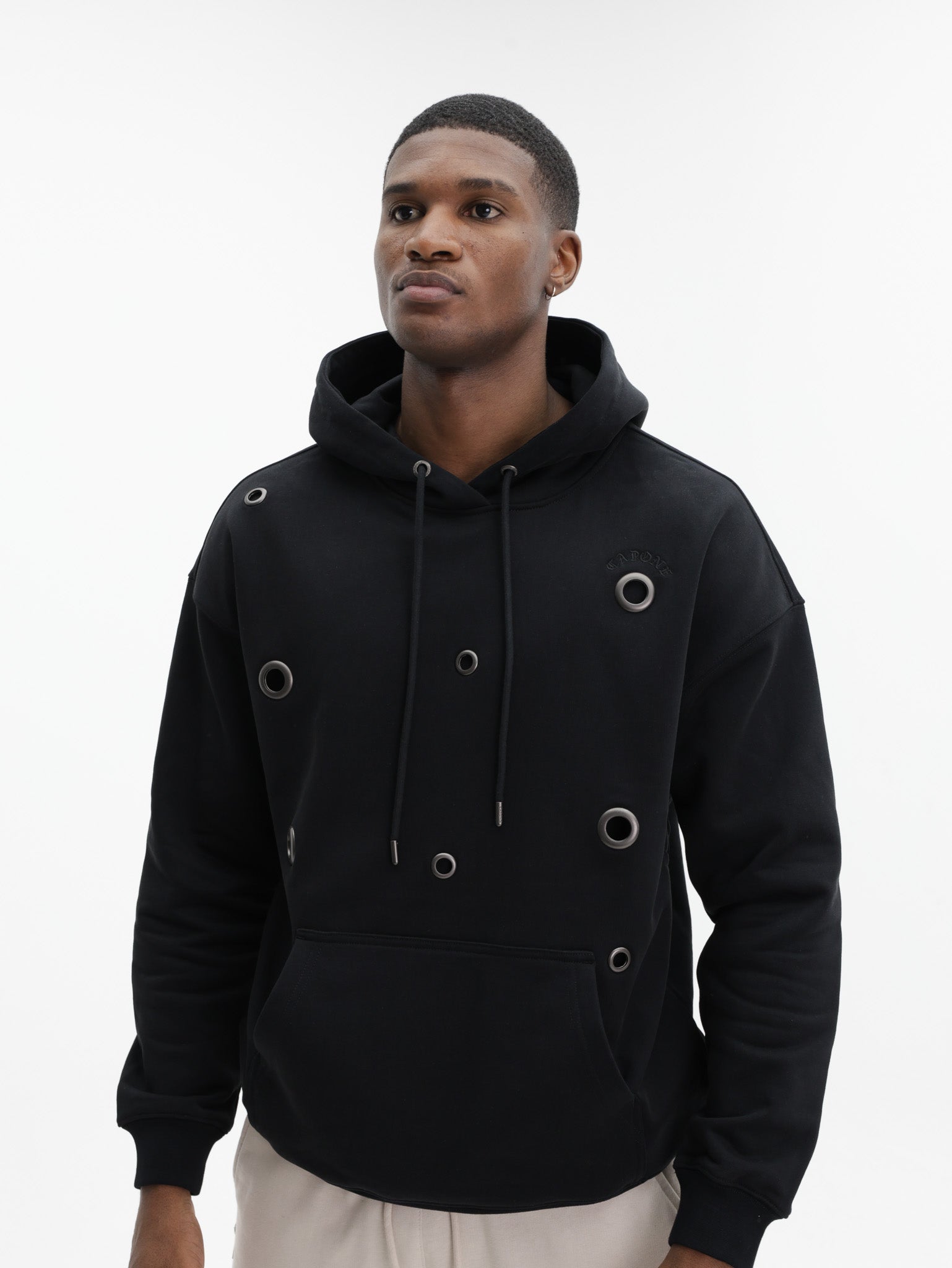 Capone Hoodie Metallic Rings Black