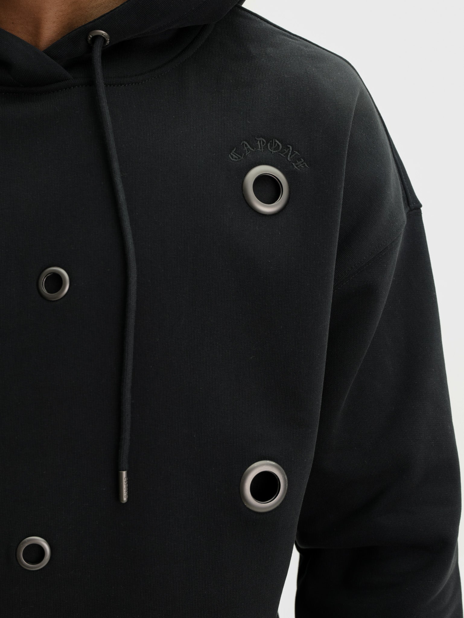 Capone Hoodie Metallic Rings Black