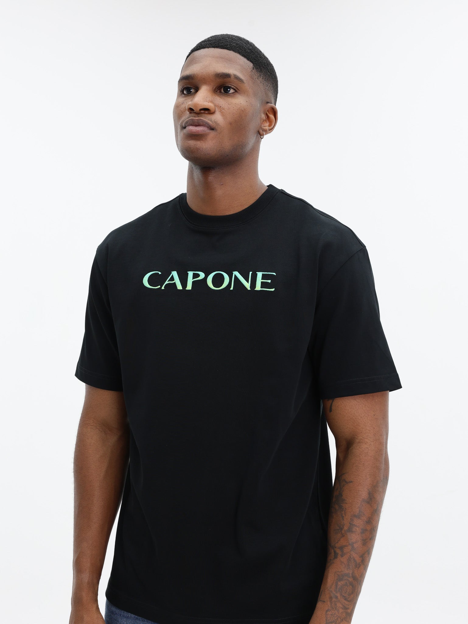 Capone T-Shirt Logo Black-Aqua