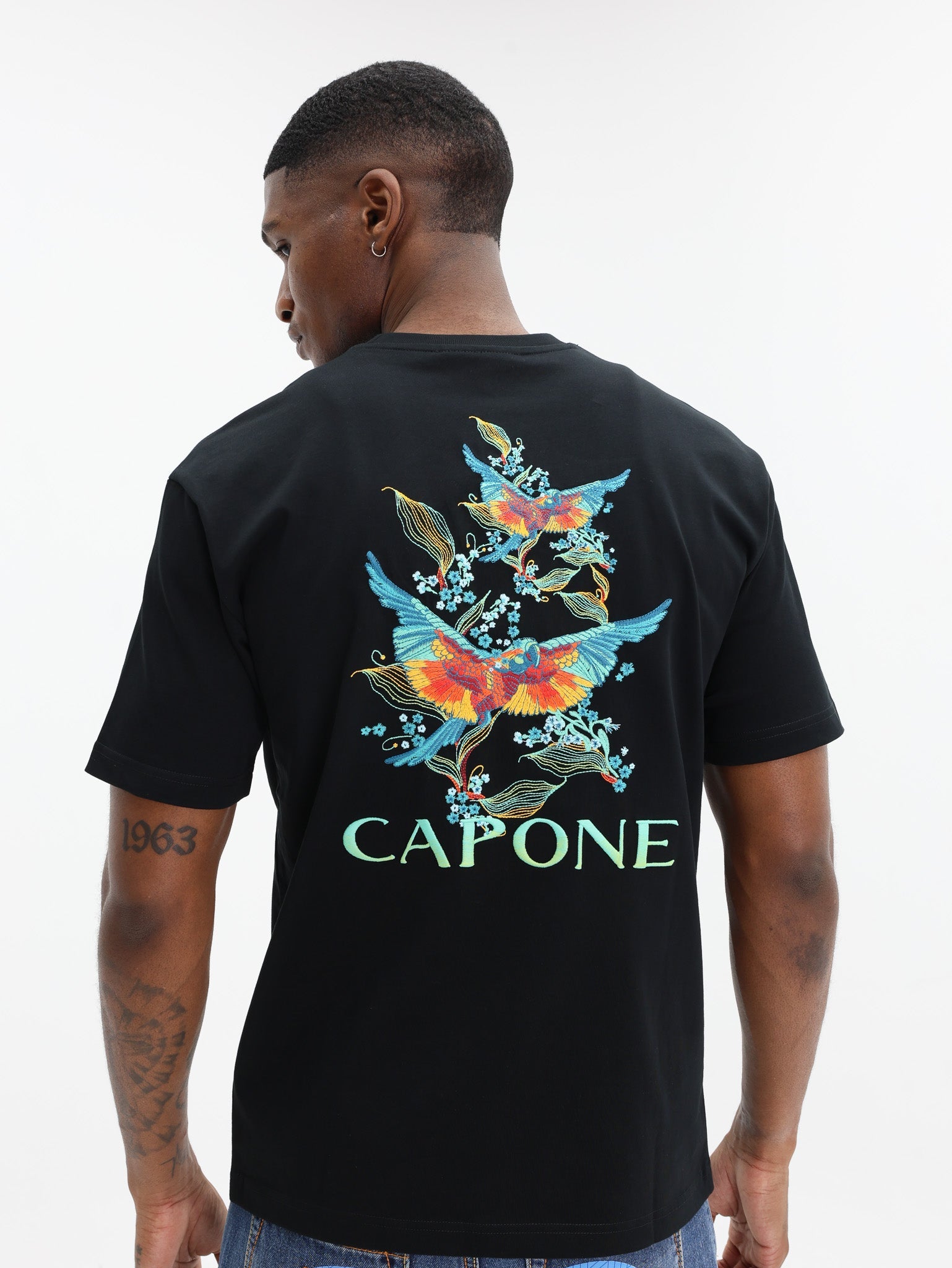Capone T-Shirt Logo Black-Aqua